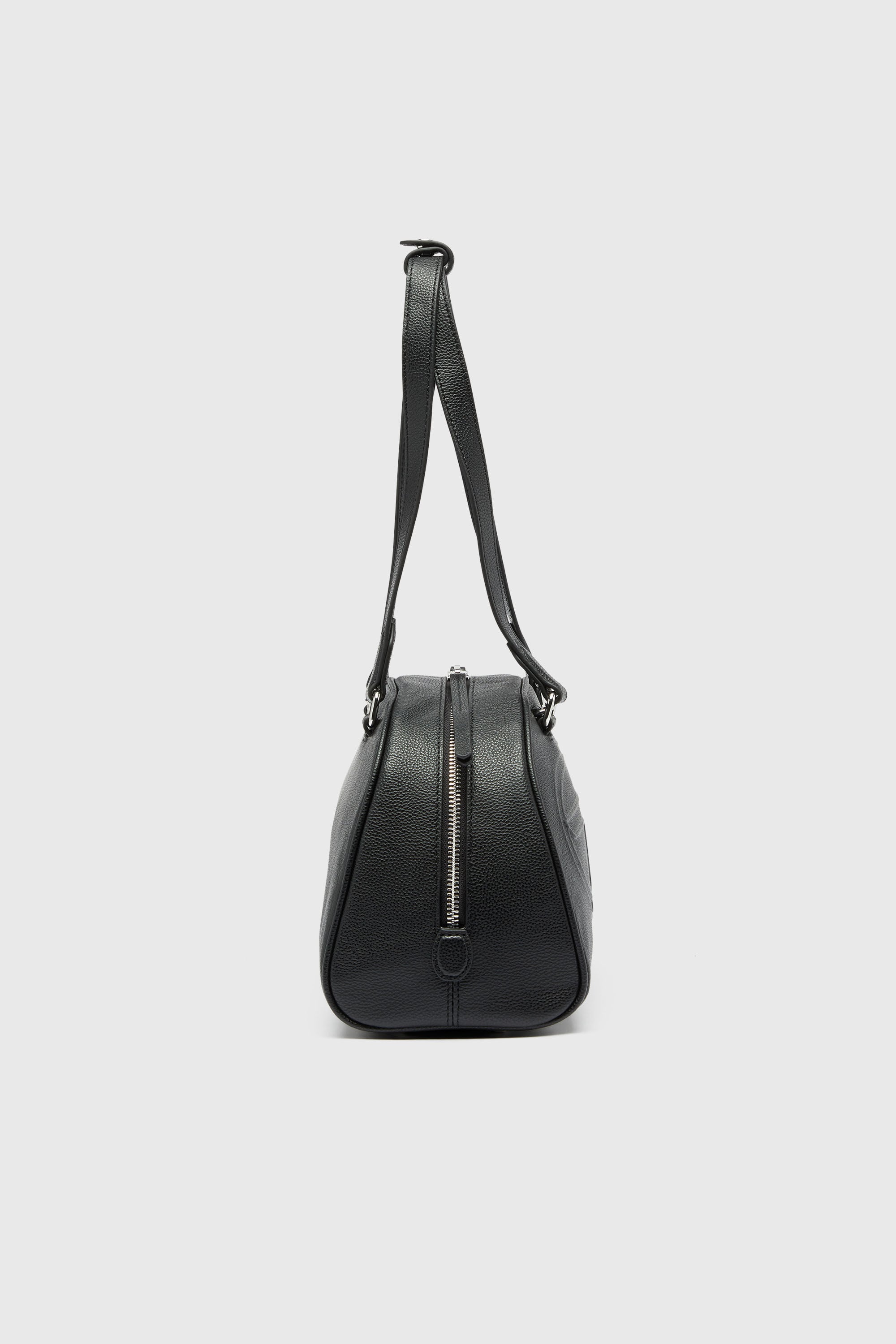 Diesel - 1DR DOME SHOULDER, Unisex 1DR Dome - Boston Bag aus Leder mit gepr&auml;gtem Logo in Schwarz - 5