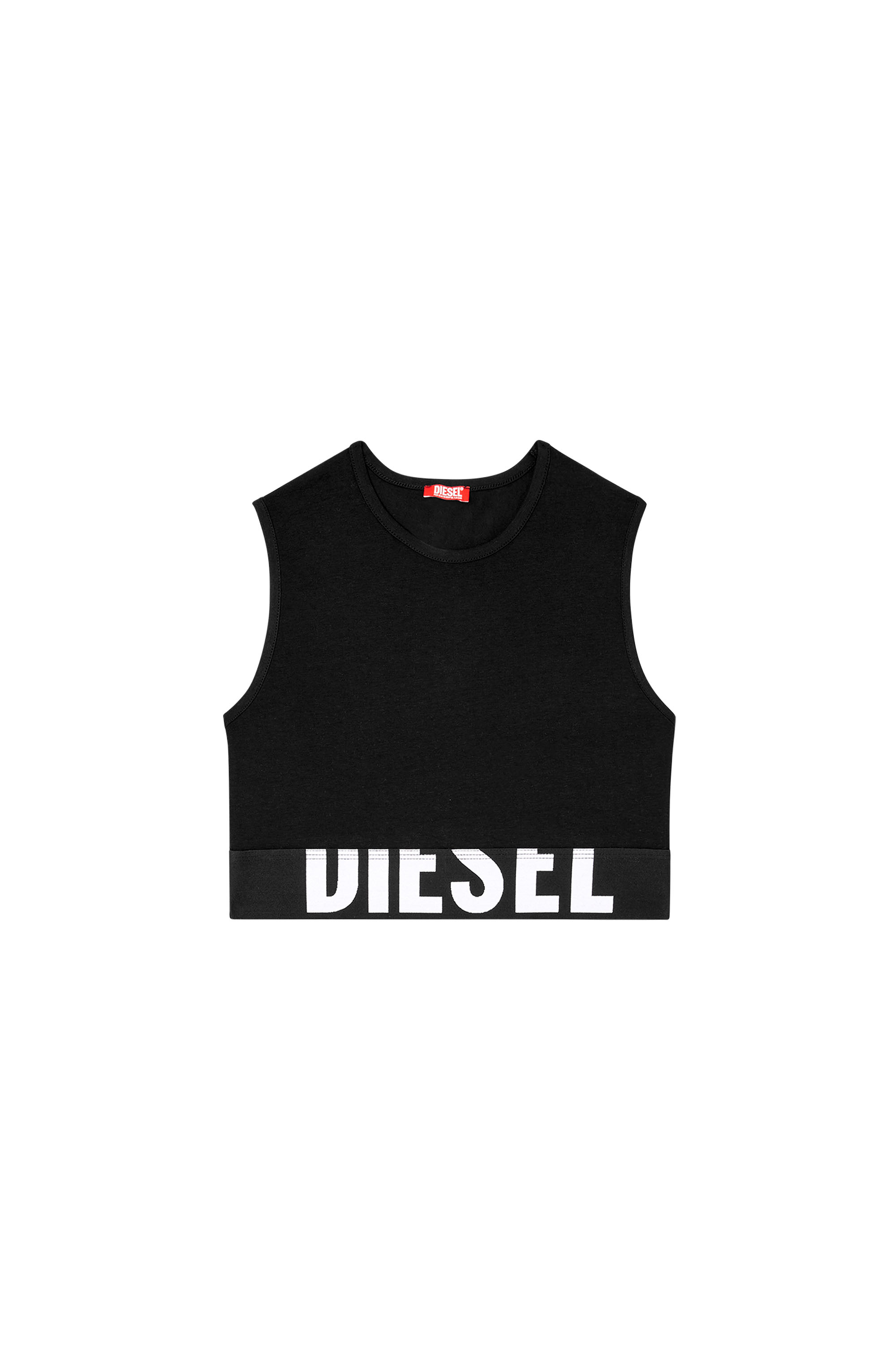 Diesel - ADA-D-POP, Damen Verkürztes Tanktop mit Cut-off-Logo in Schwarz - 4
