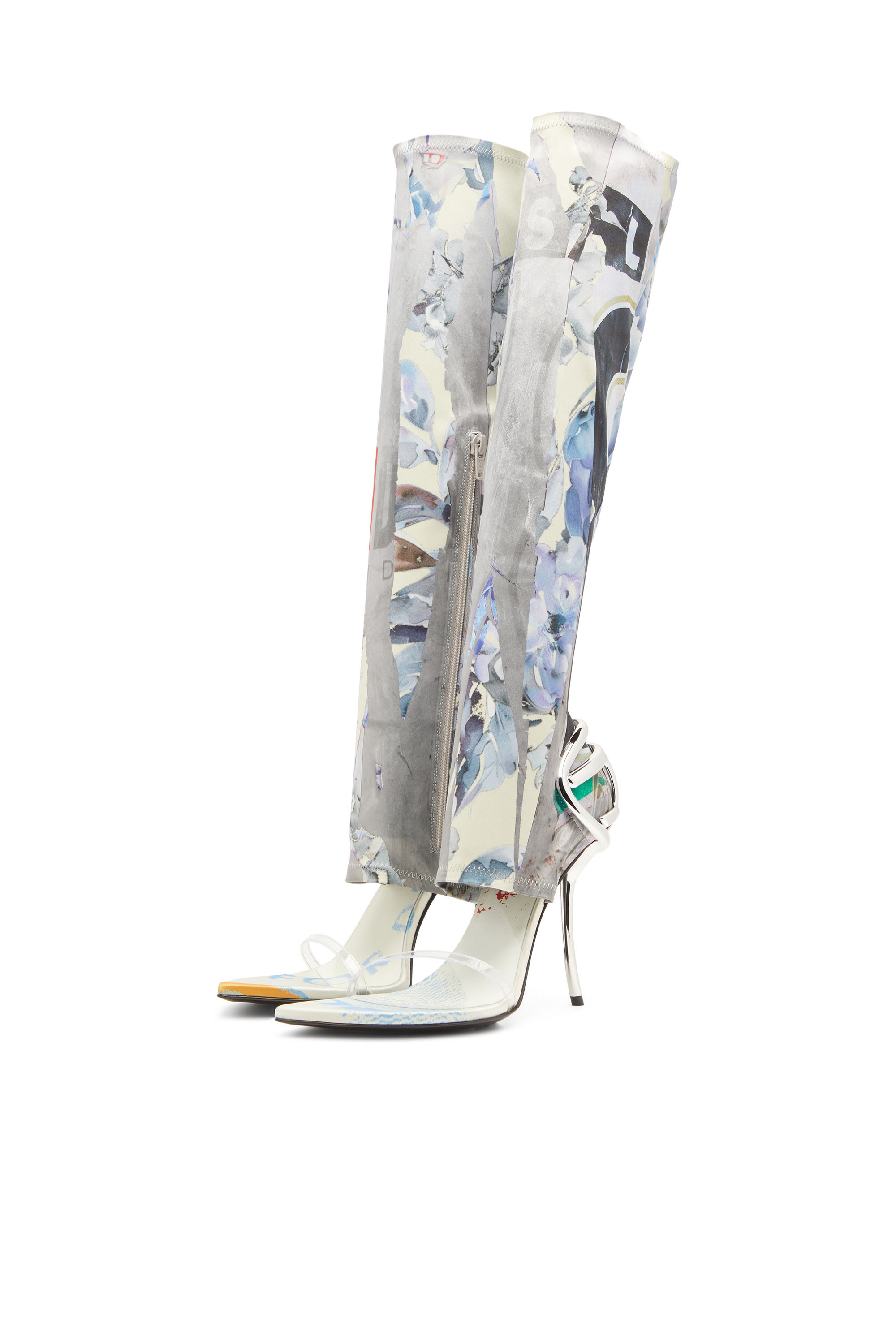 D-TEN&HALF SDL KB, White/Blue Diesel - D-TEN&HALF SDL KB, Woman's D-Ten&Half-Hybrid sandals with graphic print in White/Blue - 7