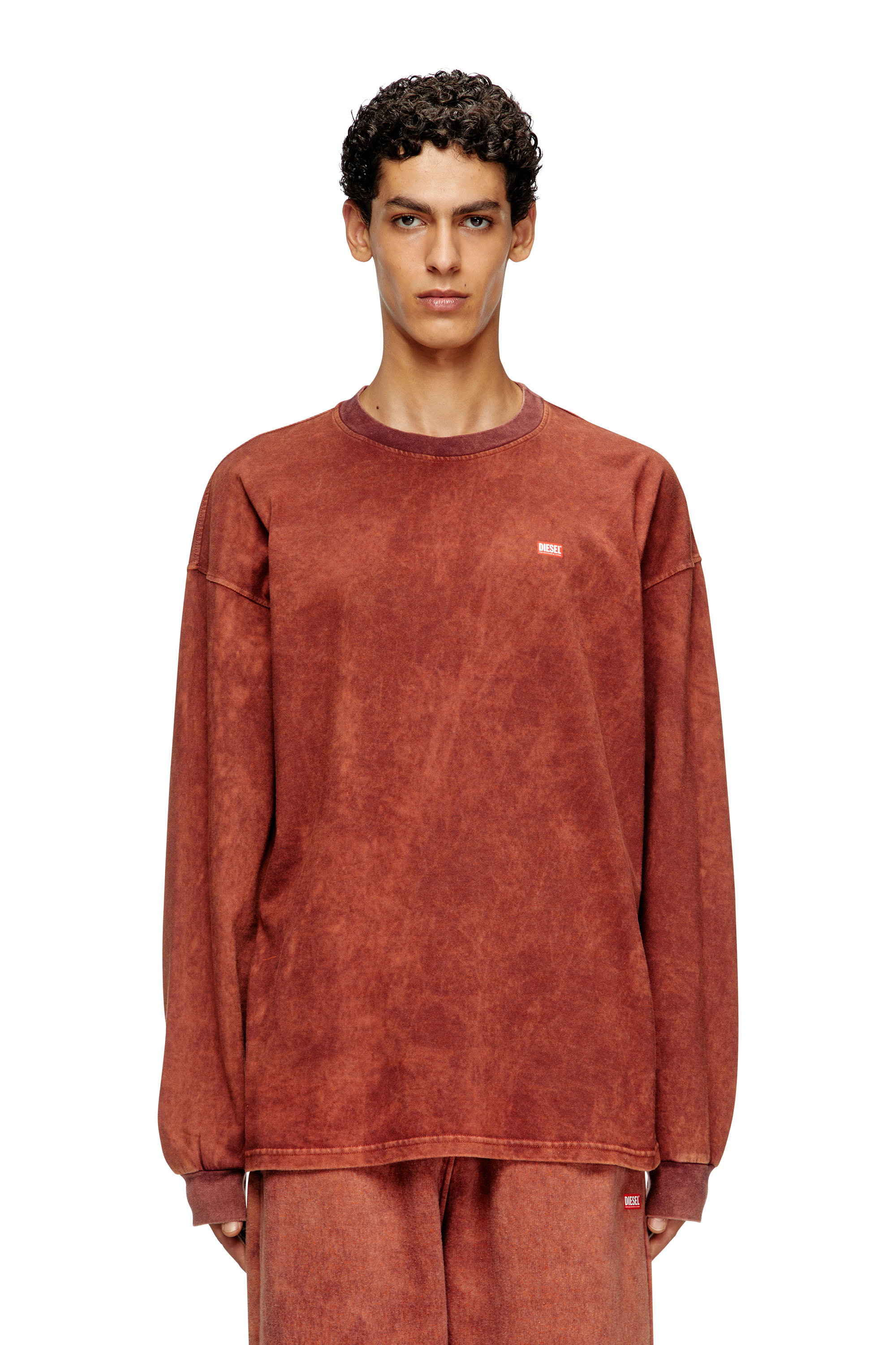 Diesel - T-BOXT-LS-T3, Herren Langarmshirt aus Baumwolle in Braun - 1