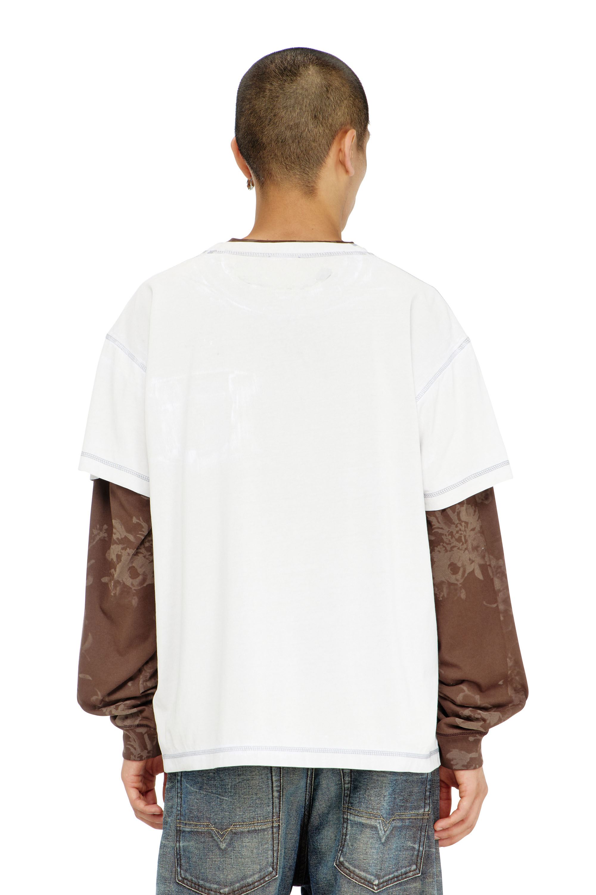 Diesel - T-NORM-POCKET-AA1, Herren T-Shirt mit Brusttasche und Grafikprint in Wei&szlig; - 4