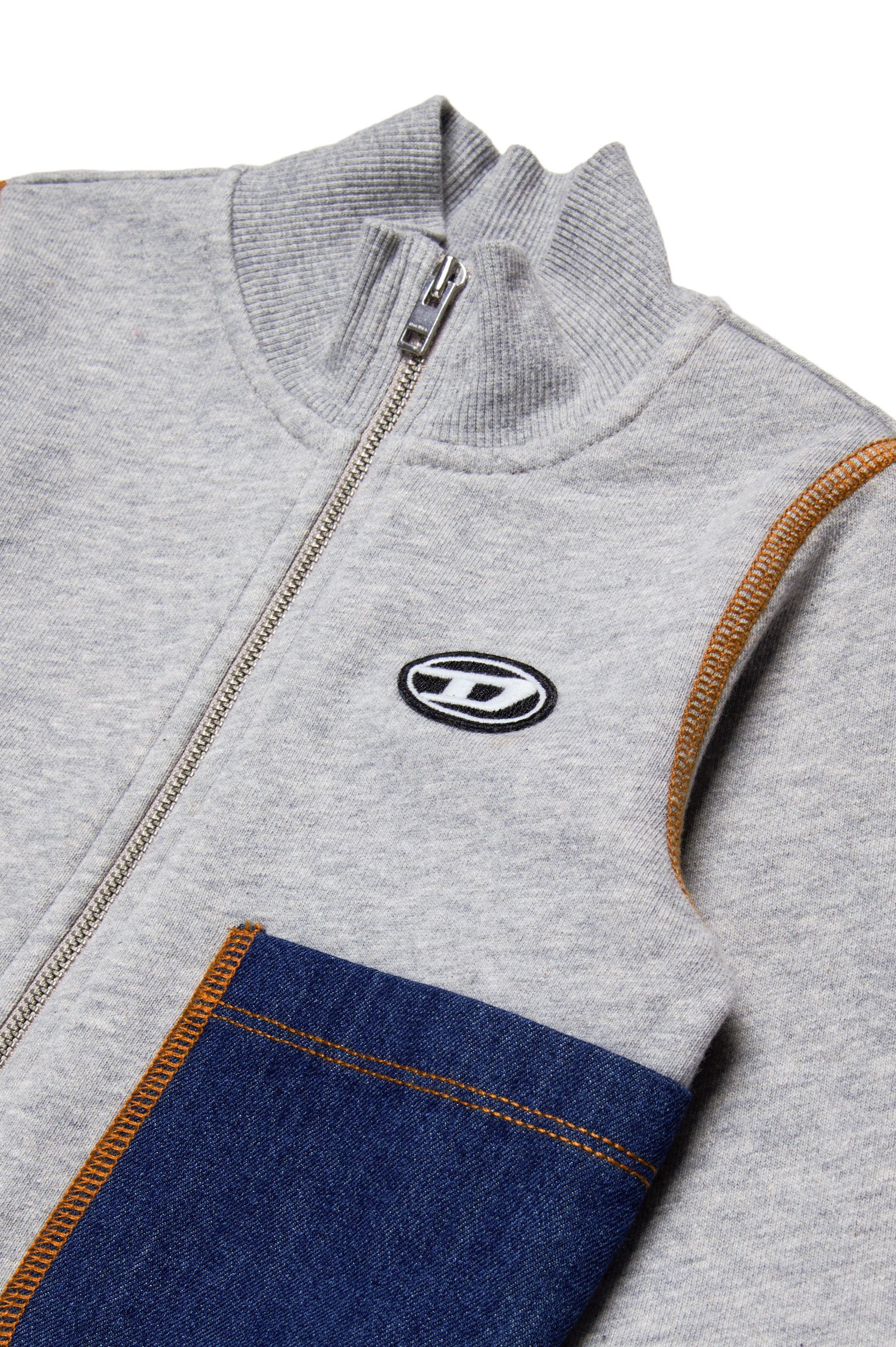 Diesel - SPOKKYB, Herren Reißverschluss-Sweatshirt mit Denim-Taschen in Grau/Blau - 3