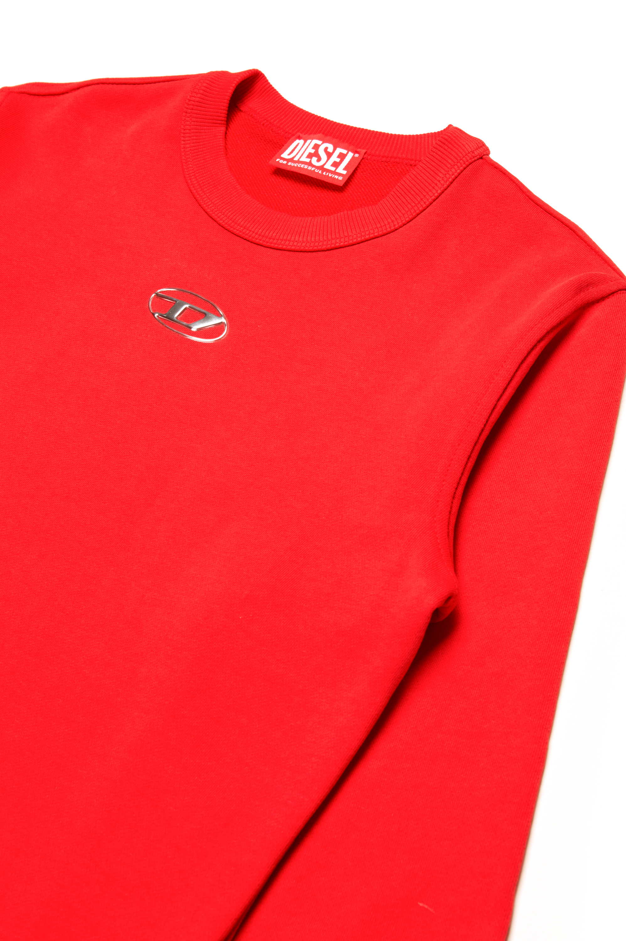 Diesel - SMACSISOD OVER, Man's Sweatshirt with metal-look Oval D logo in Red - 3