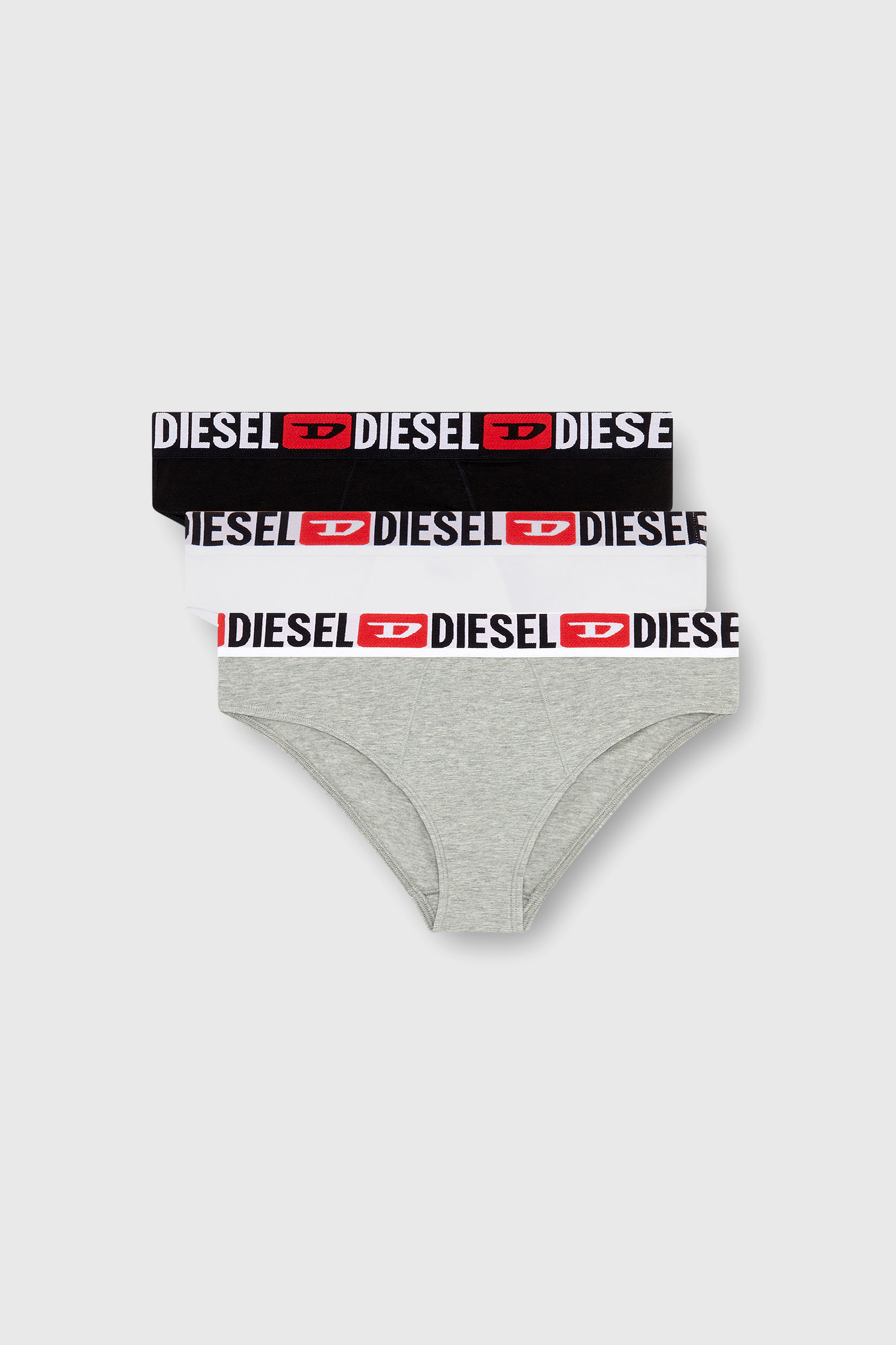 Diesel - UFPN-BLANCA-R-THREEPACK, Damen Gerippte Briefs mit hohem Bund im Dreierpack in Grau/Weiss - 1