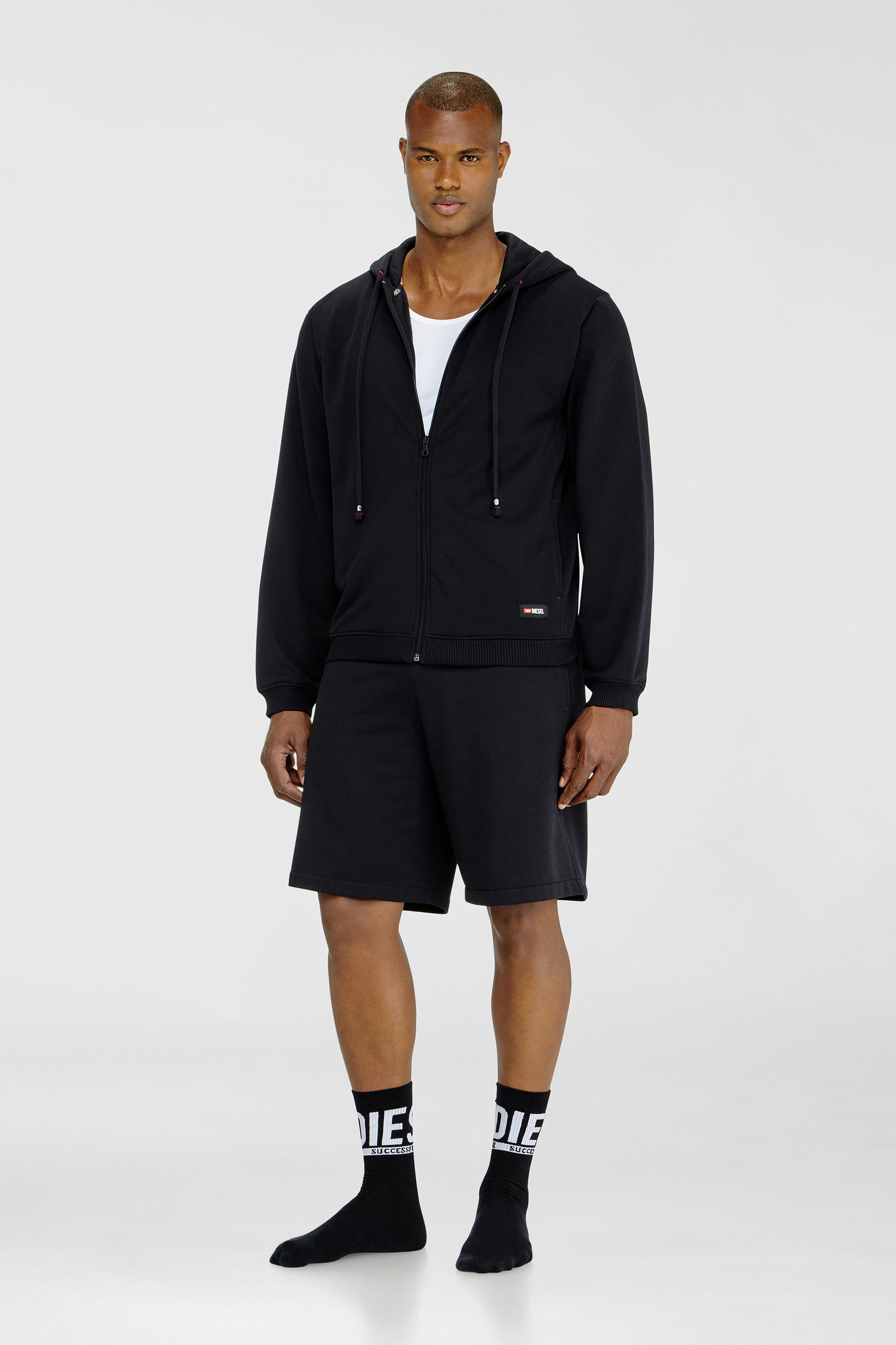Diesel - JOY-D-CORE, Herren Kapuzenpullover aus aufgerauter Baumwollmischung in Schwarz - 2