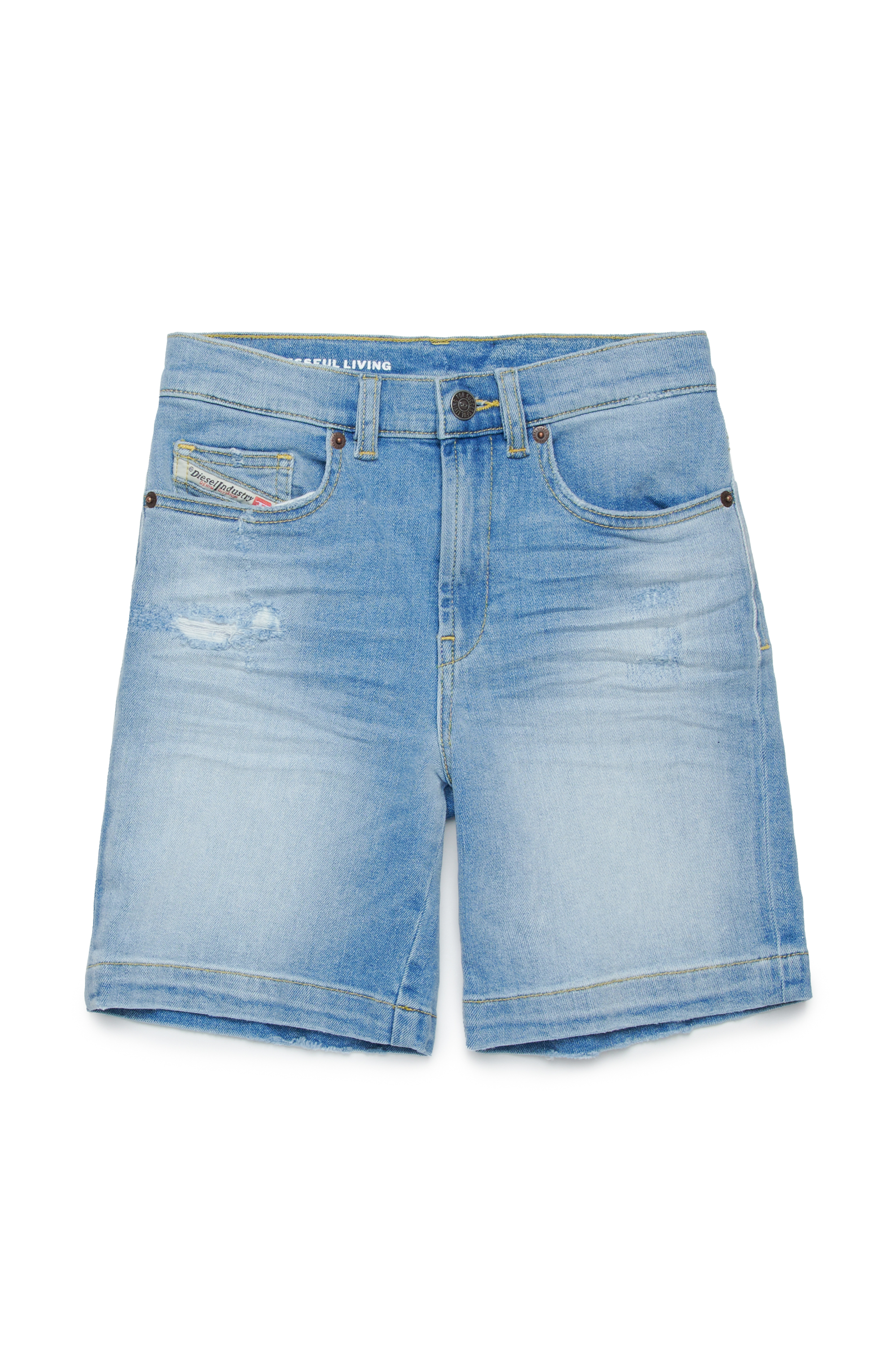 Diesel - D-MACS-SH-J, Herren Bermudashorts aus vielgetragenem Denim in Hellblau - 1