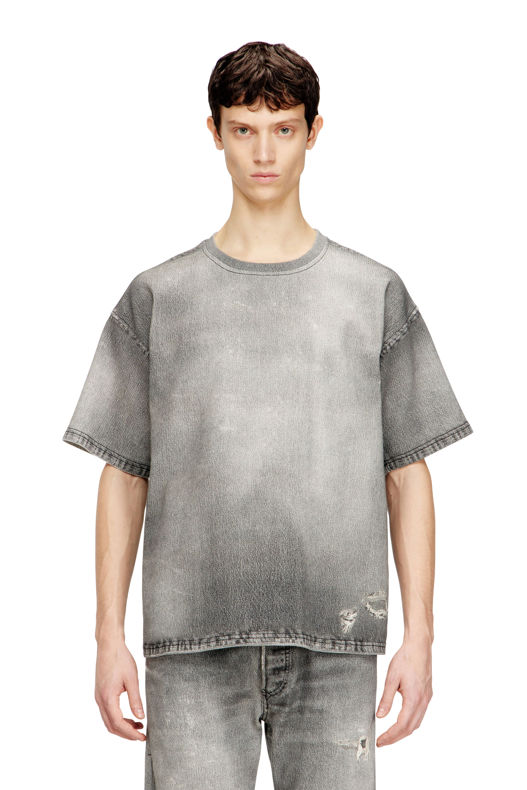 Diesel - D-BOX JOGG, Herren Denim-T-Shirt mit Trompe-l'&oelig;il-Effekt-Behandlung in Grau - 3