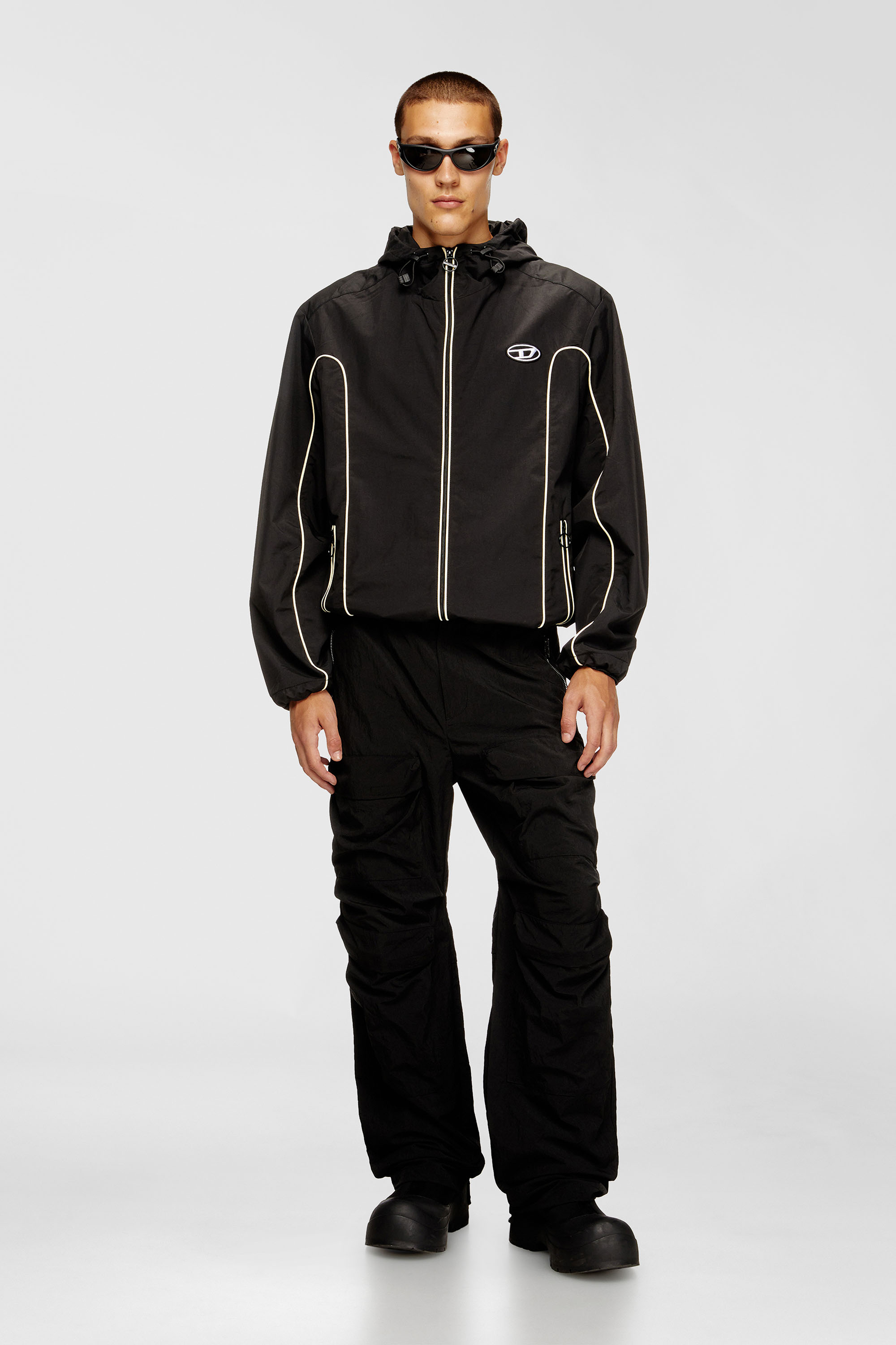 Diesel - J-HIVES, Herren Windjacke mit Kontrastpaspelierung in Schwarz - 2