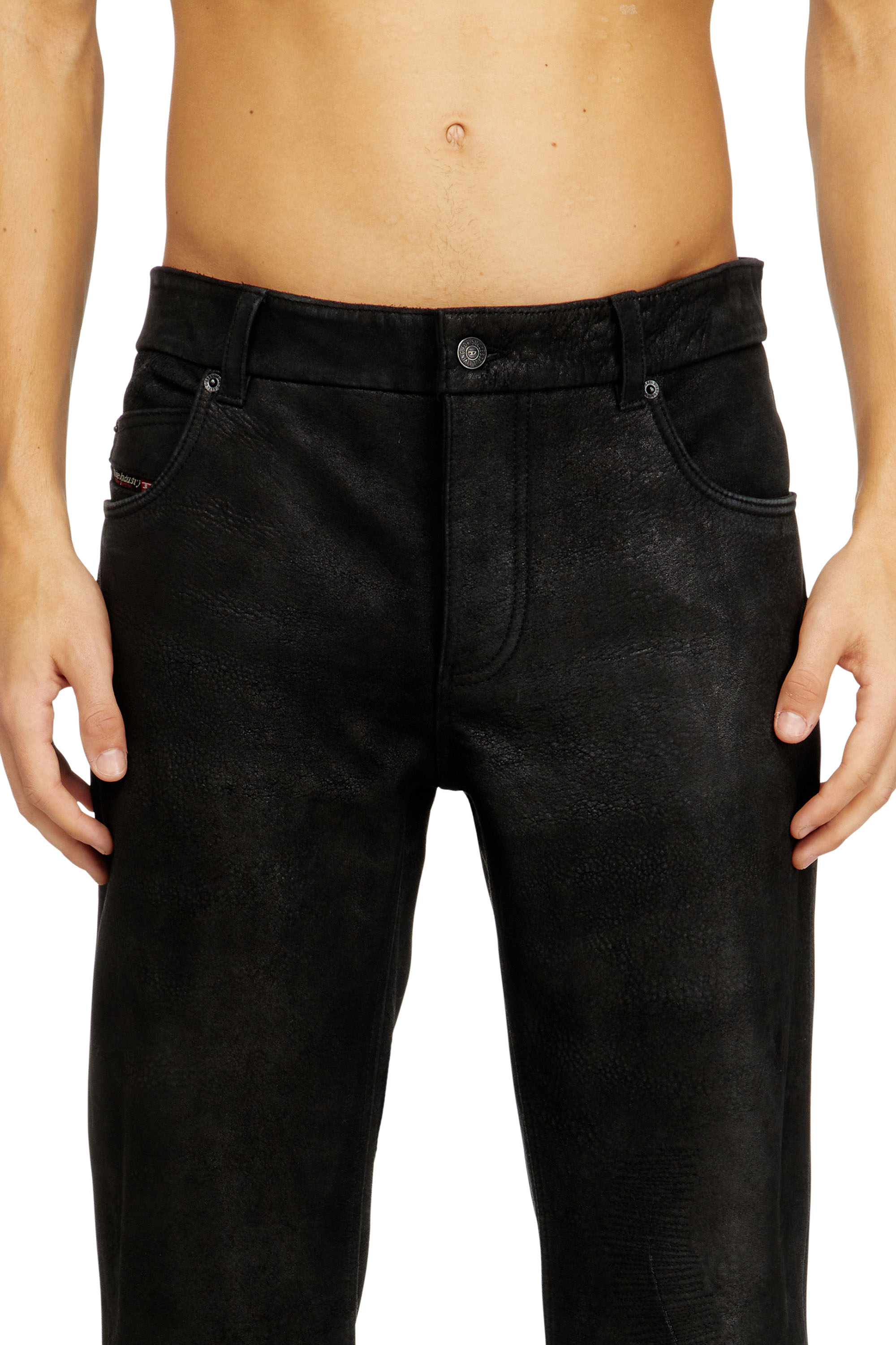 Diesel - P-VYLL-DMBI, Herren Jeans geschnittene Lederhosen in Schwarz - 5