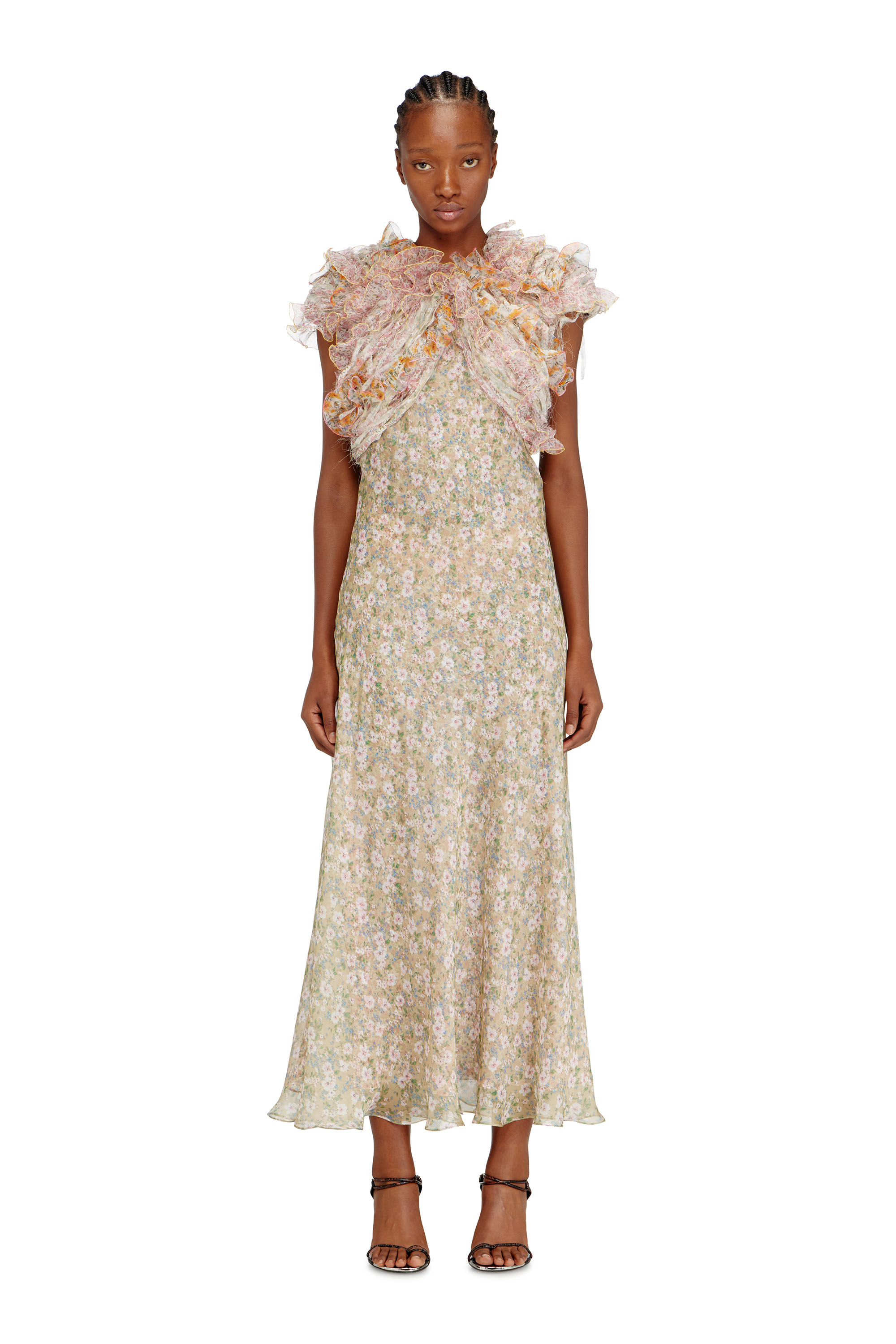 Diesel - D-FIBY, Damen Seidenkleid mit Blumenmuster in Bunt - 3