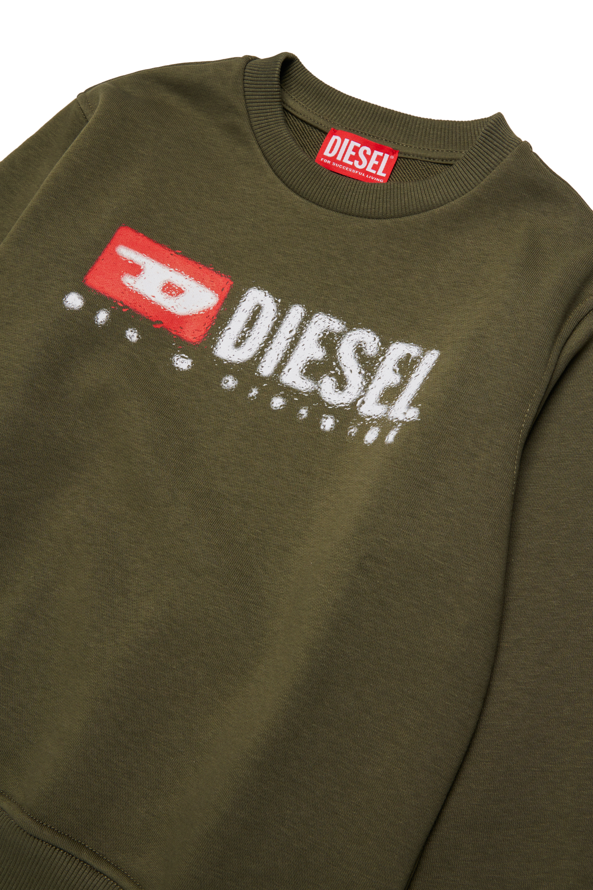 Diesel - SDROPS OVER, Herren Baumwoll-Sweatshirt mit Logo in Armeegrün - 3
