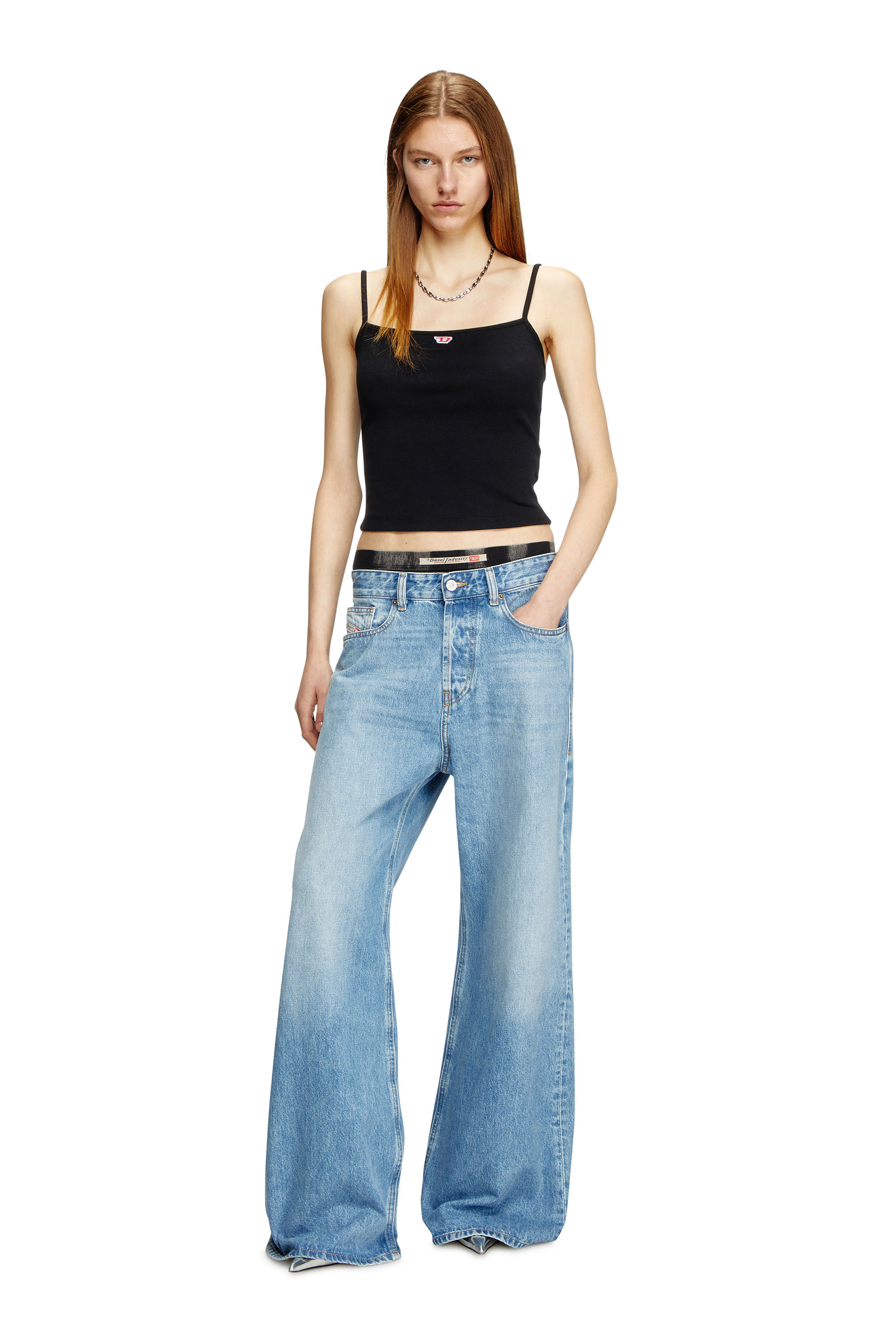 Diesel - T-HOP-D, Damen Trägertop mit gesticktem D-Patch in Schwarz - 1