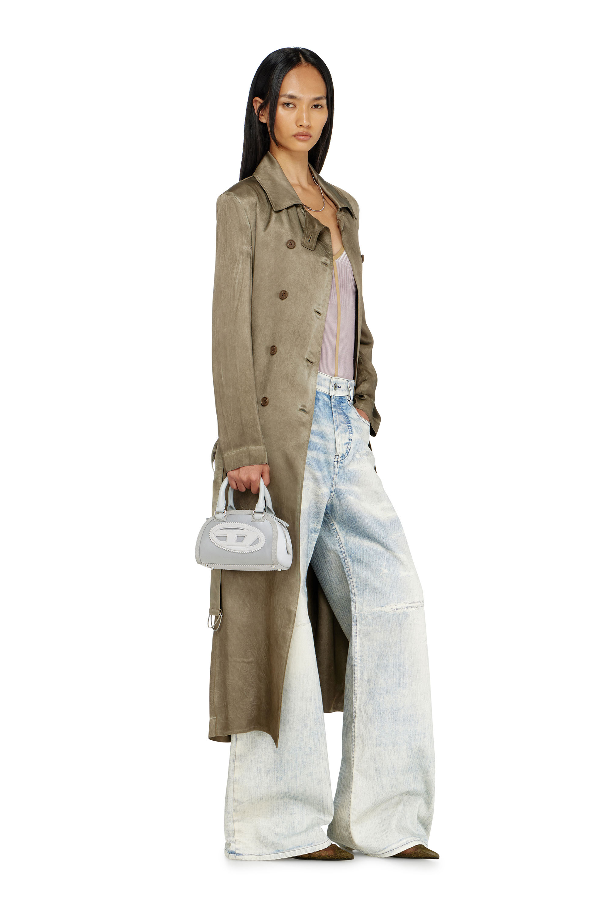 Diesel - G-LADES, Damen Trenchcoat aus geknittertem Satin in null - 1