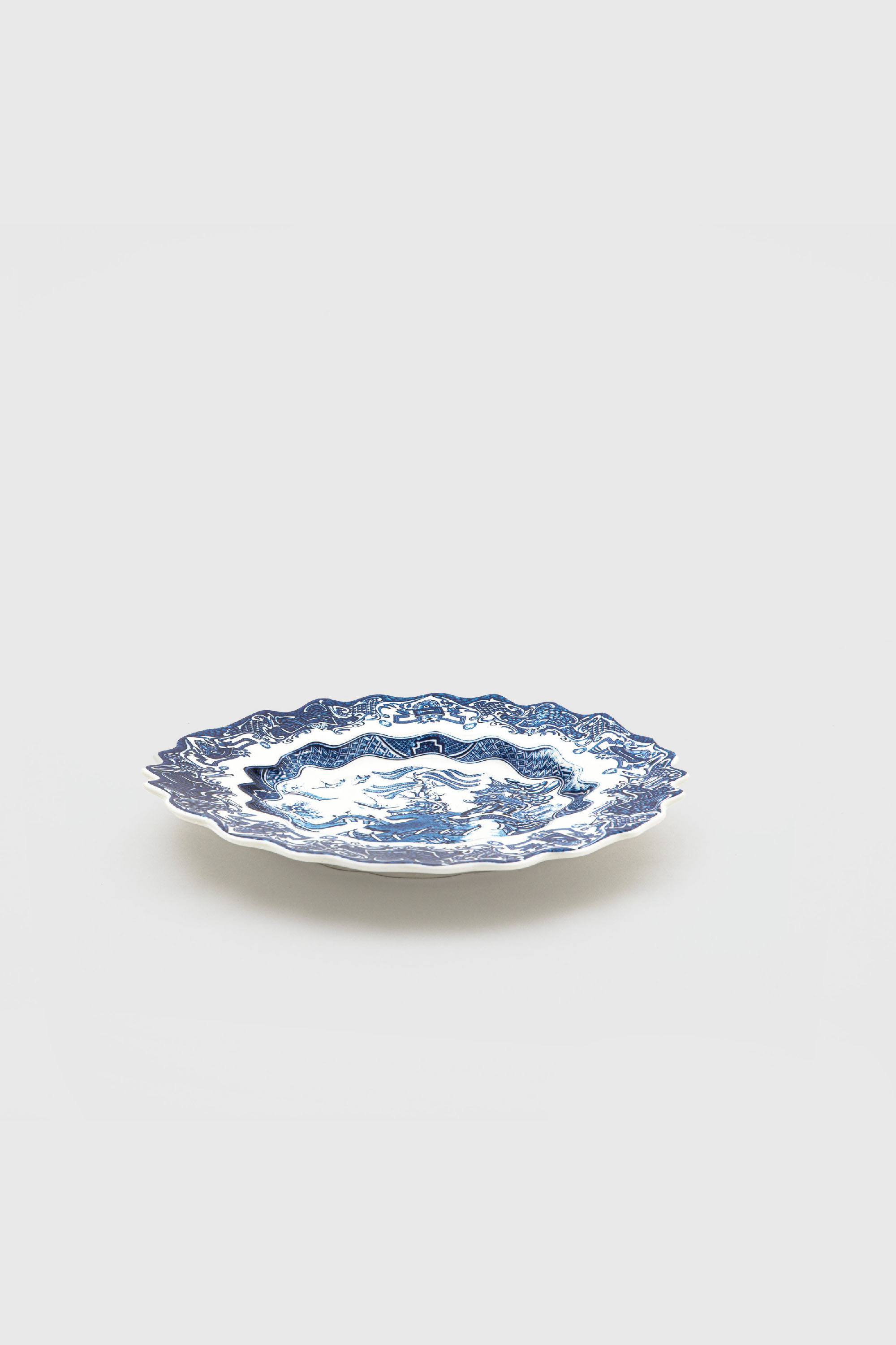 Diesel - 11232 DESSERT PLATE IN PORCELAIN "CLASSI, Unisex Dessertteller aus Porzellan in Weiss/Blau - 3