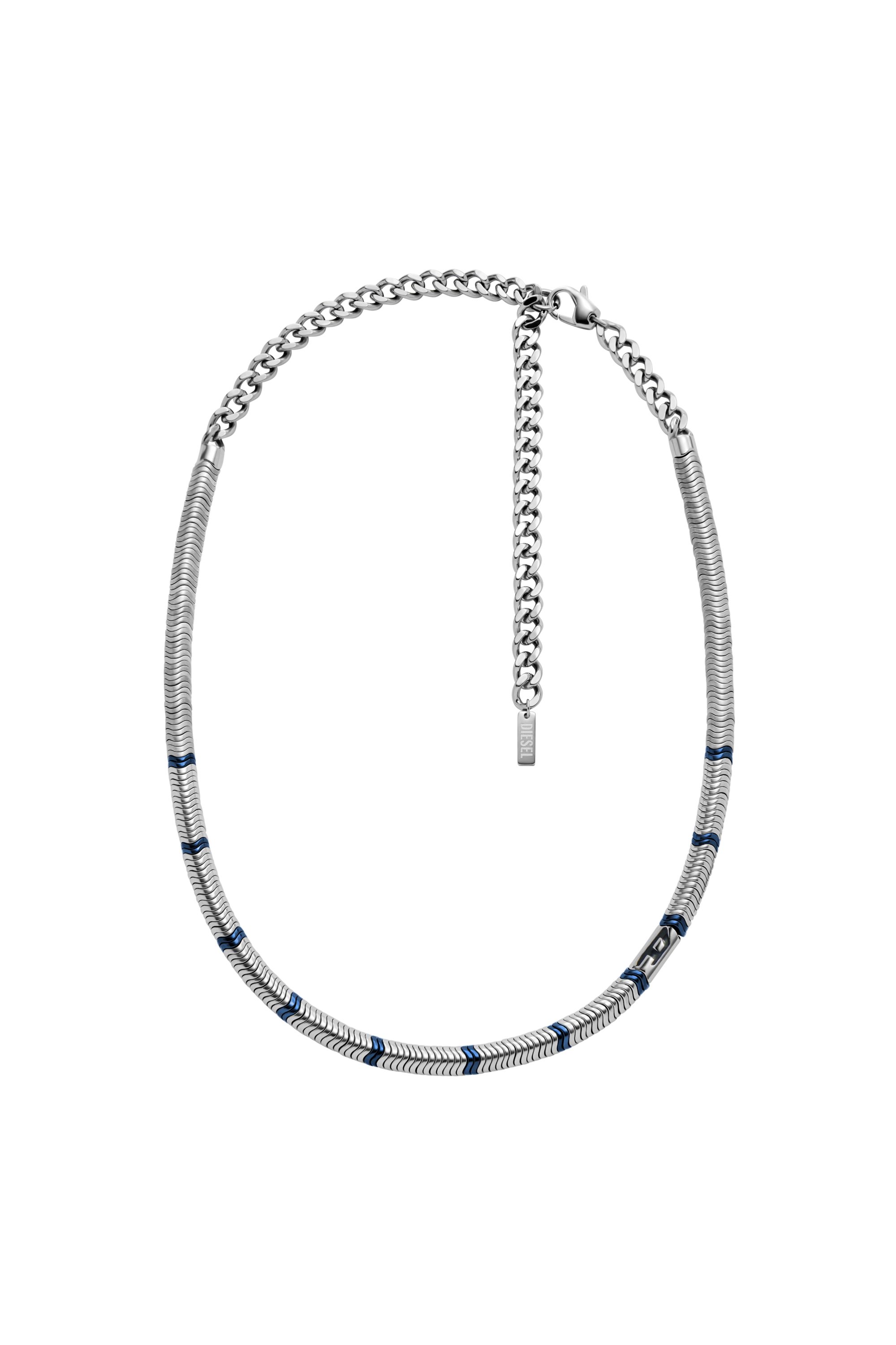 Diesel - DX1576931 JEWEL, Unisex Perlenhalskette aus Hämatit in Silber/Blau - 1