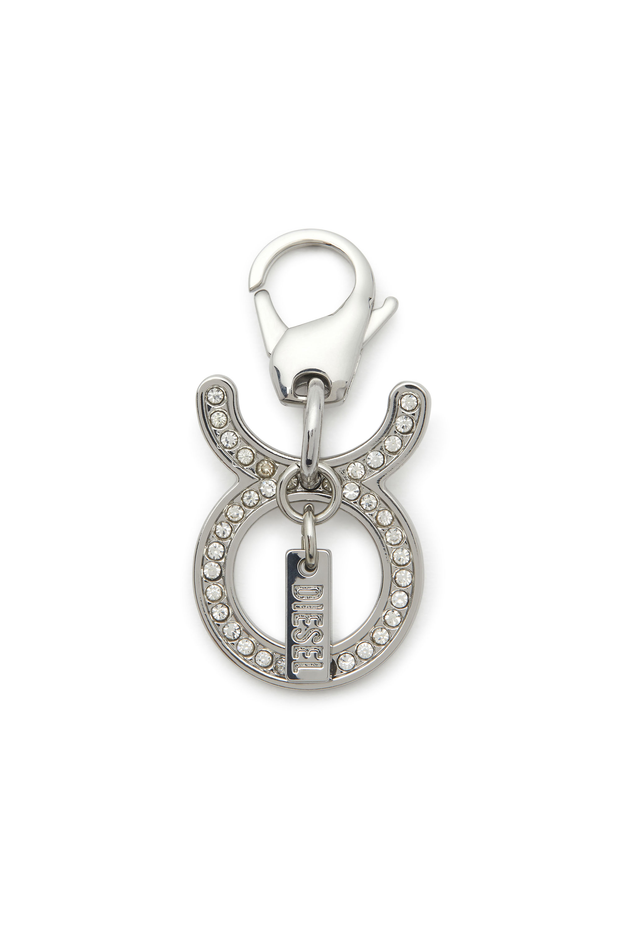 Diesel - CHARM TAURUS, Unisex Metallischer Stier-Anhänger mit Strasssteinen in Silber - 1