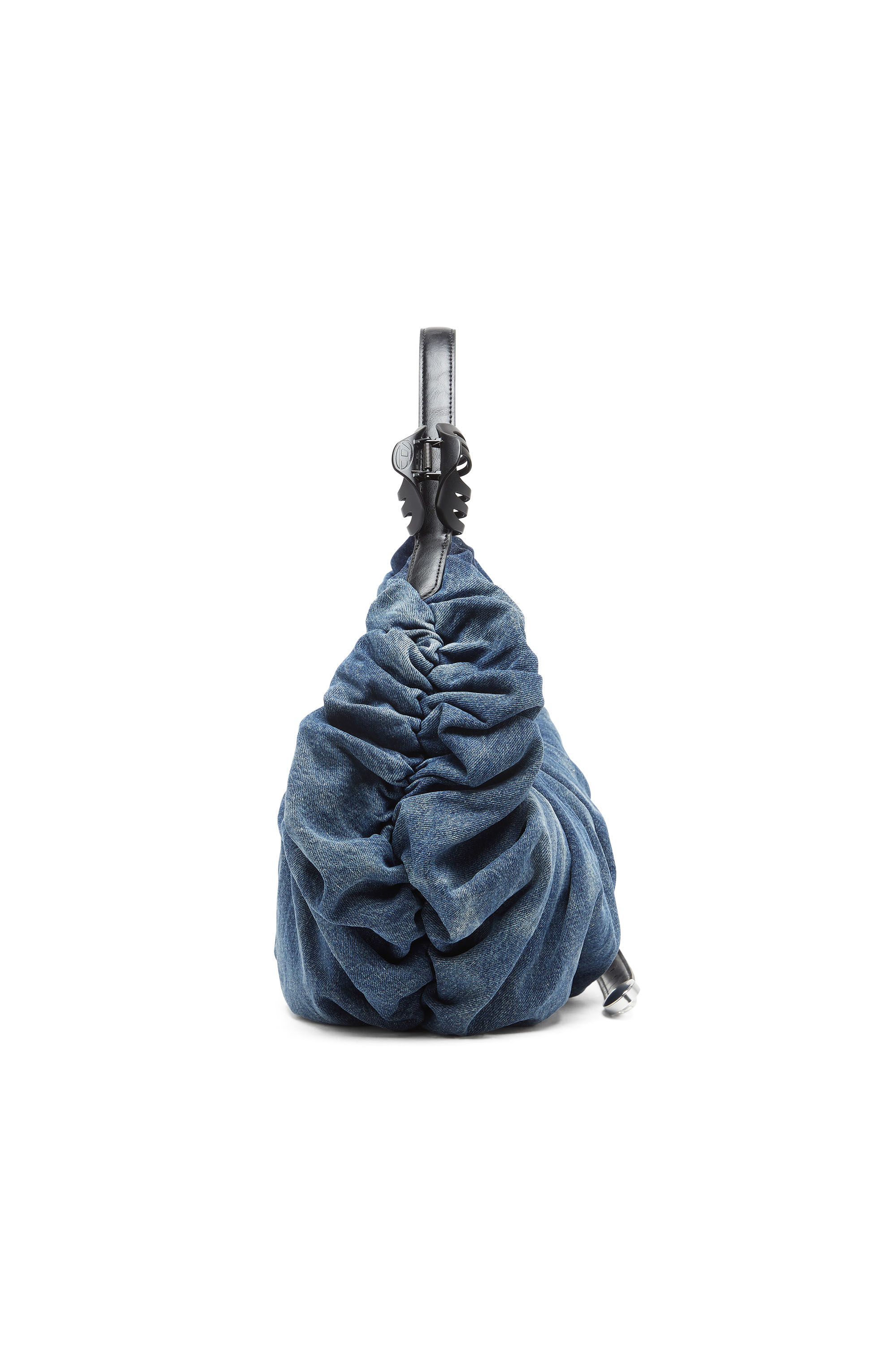 Diesel - GRAB-D HOBO L, Damen Grab-D L-Gro&szlig;e, geknitterte Hobo-Tasche aus behandeltem Denim in Mittelblau - 4