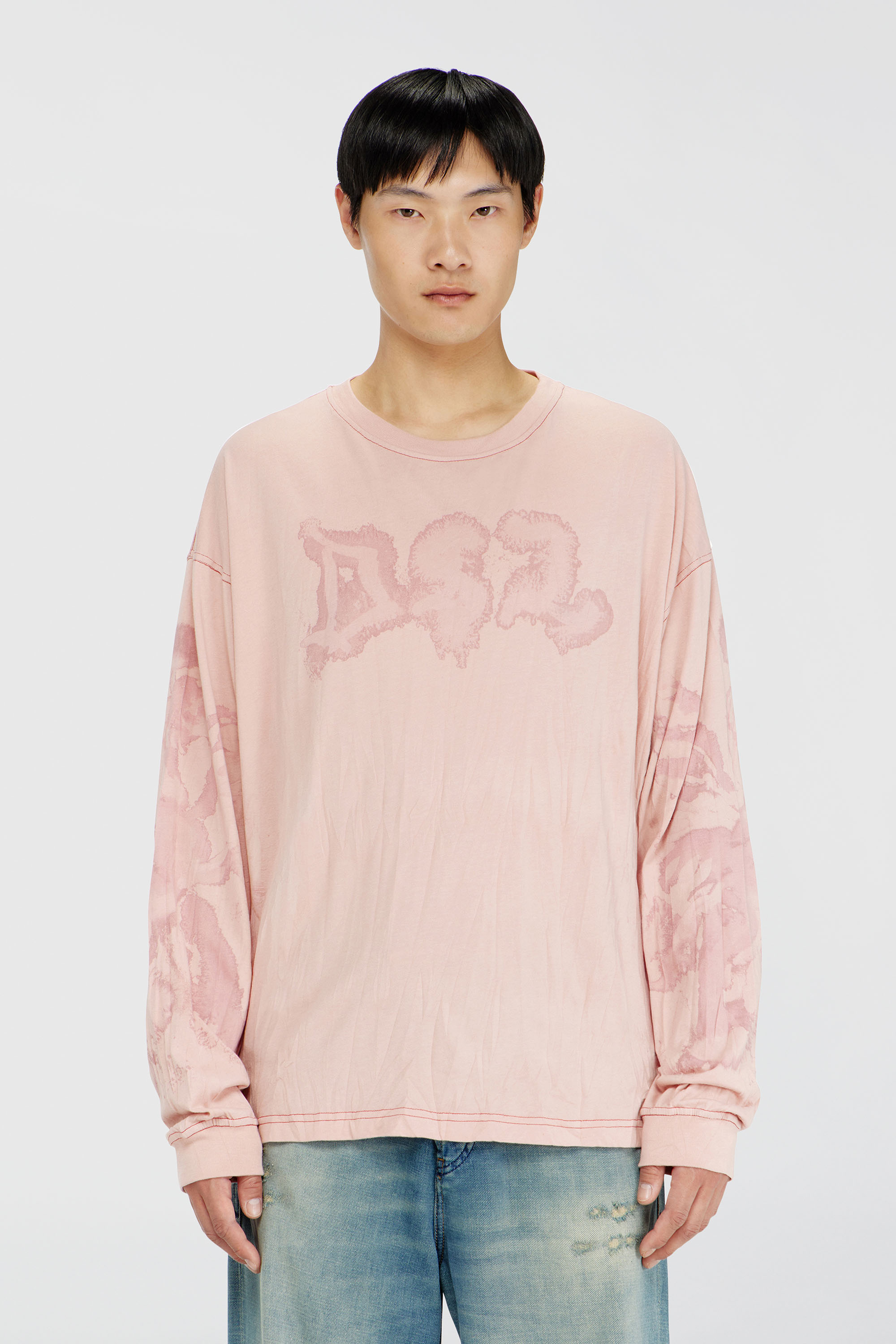 Diesel - T-BOXT-LS-AA4, Herren Locker long sleeve tee mit blotched print in Rosa - 1
