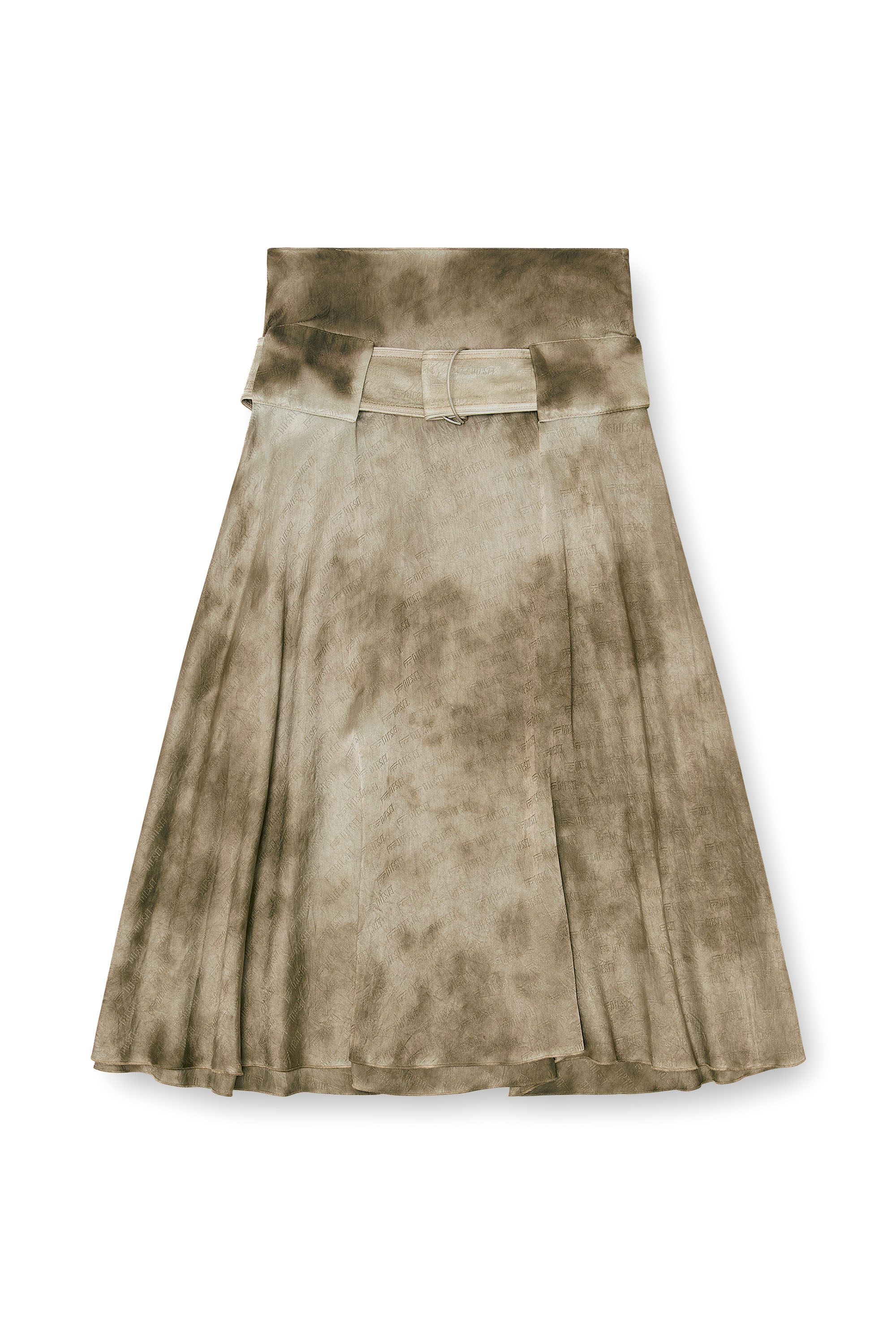 Diesel - O-DYLE, Damen Belted Midirock aus Logo-Jacquard-Satin in null - 2