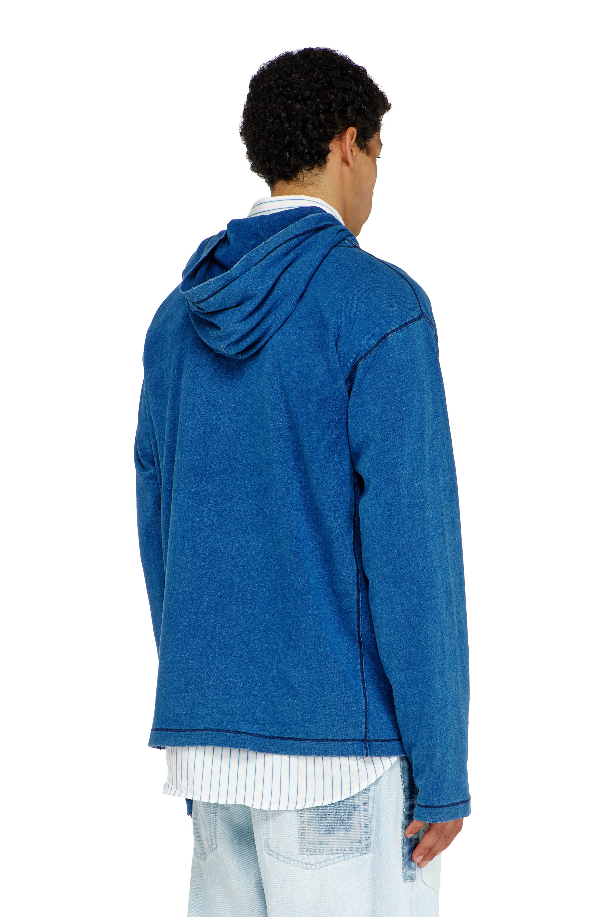 Diesel - T-NOX-LS-HOOD, Herren Langarmshirt mit Kapuze und Schatteneffekt-Patches in null - 3