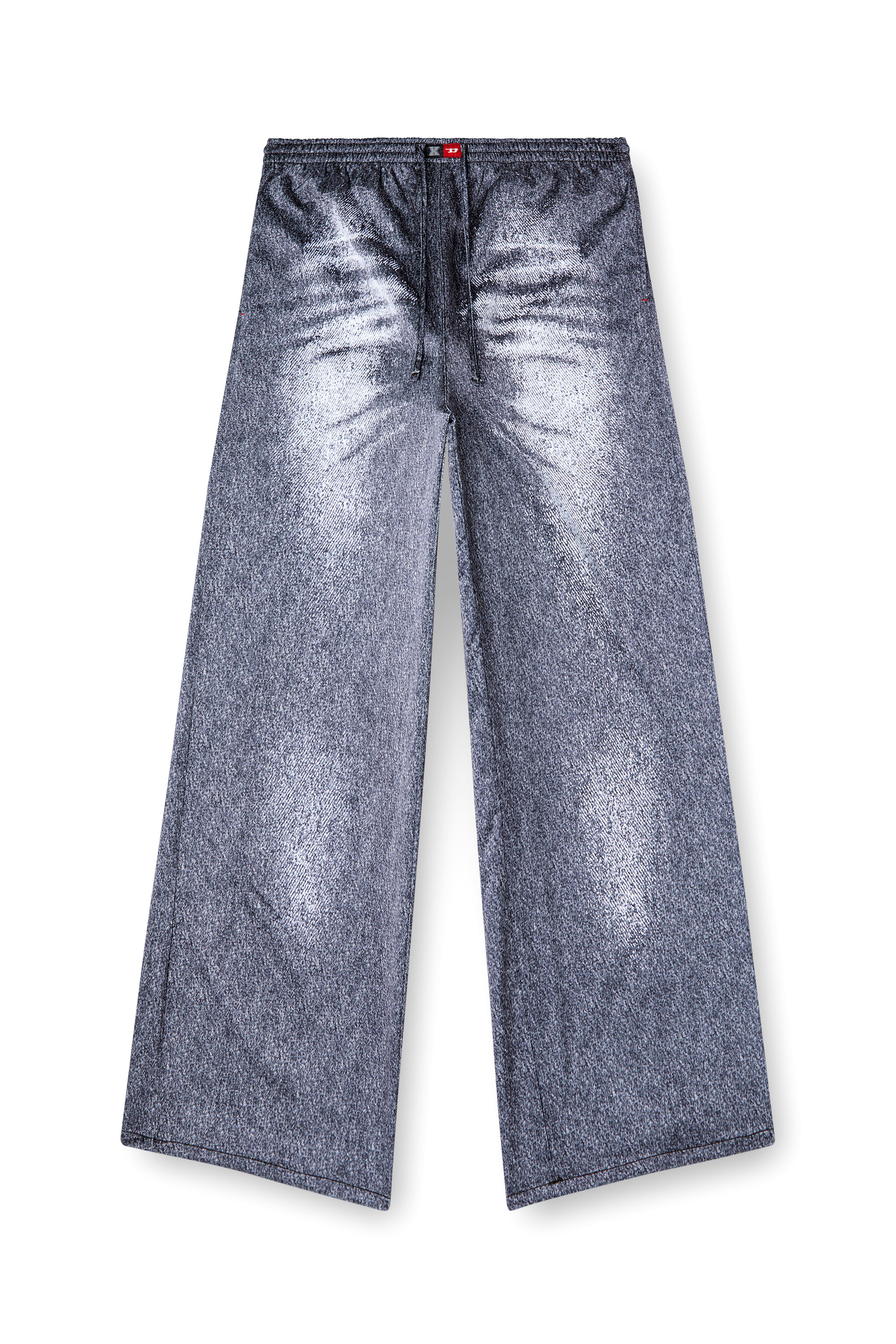 Diesel - STAINS-AND-TROMPE-SLEEP-PANT, Unisex Satin-Pyjamahose im Denim-Look in Grau - 5