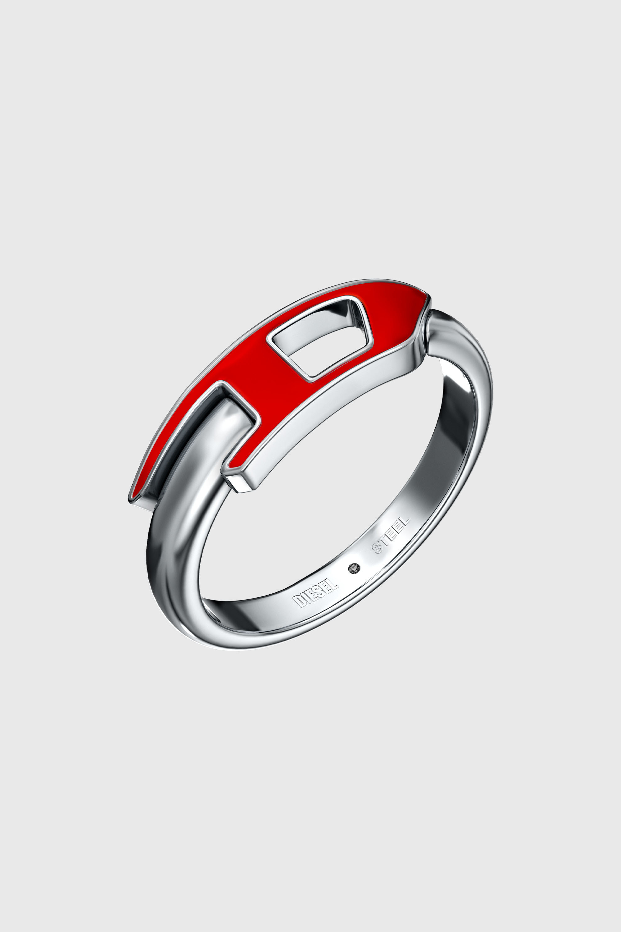 Diesel - DX1688040 JEWELLERY, Unisex Edelstahl-Ring in Silber/Rot - 1