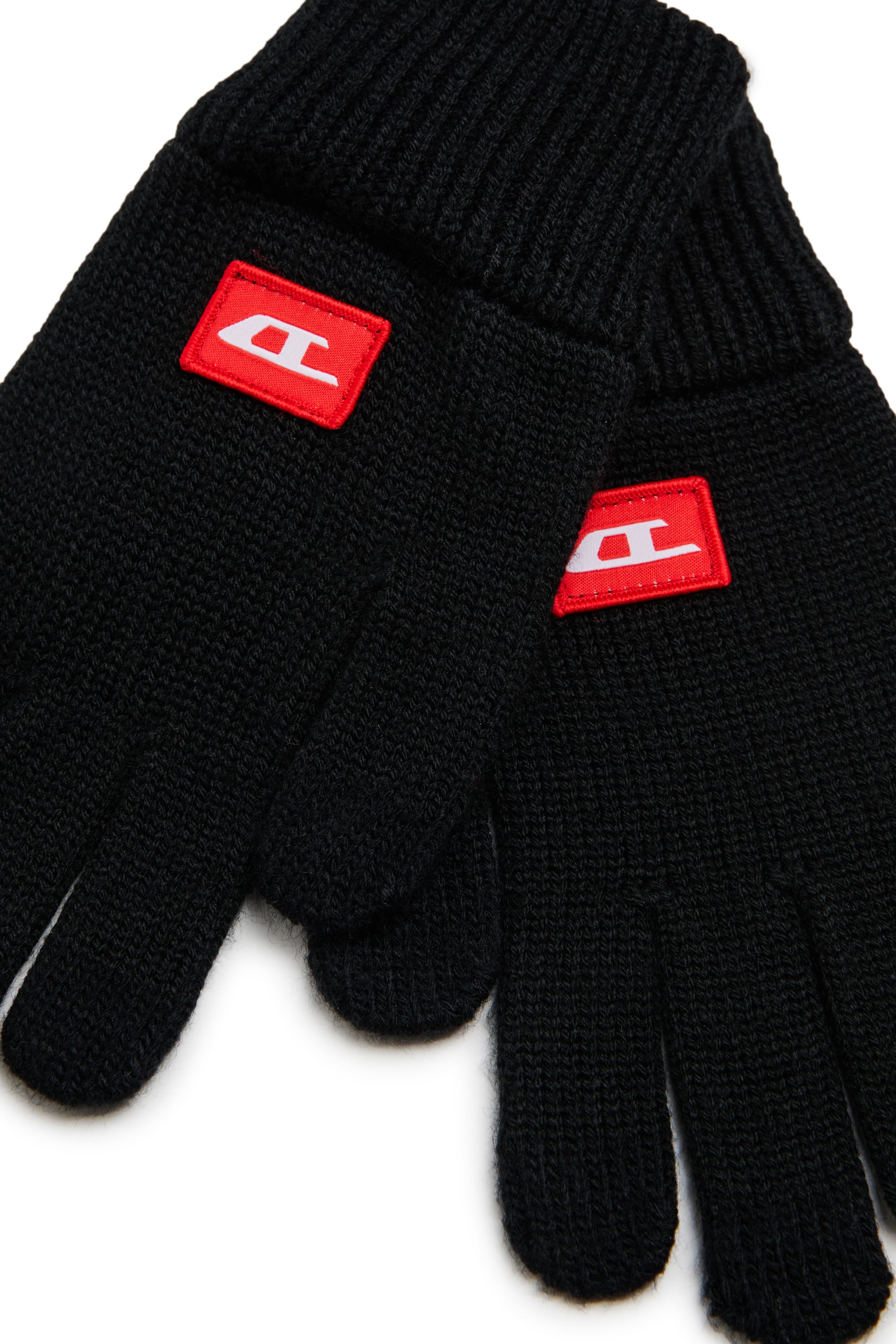 Diesel - NLOT, Unisex's Touchscreen gloves in wool-blend knit in Black - 2