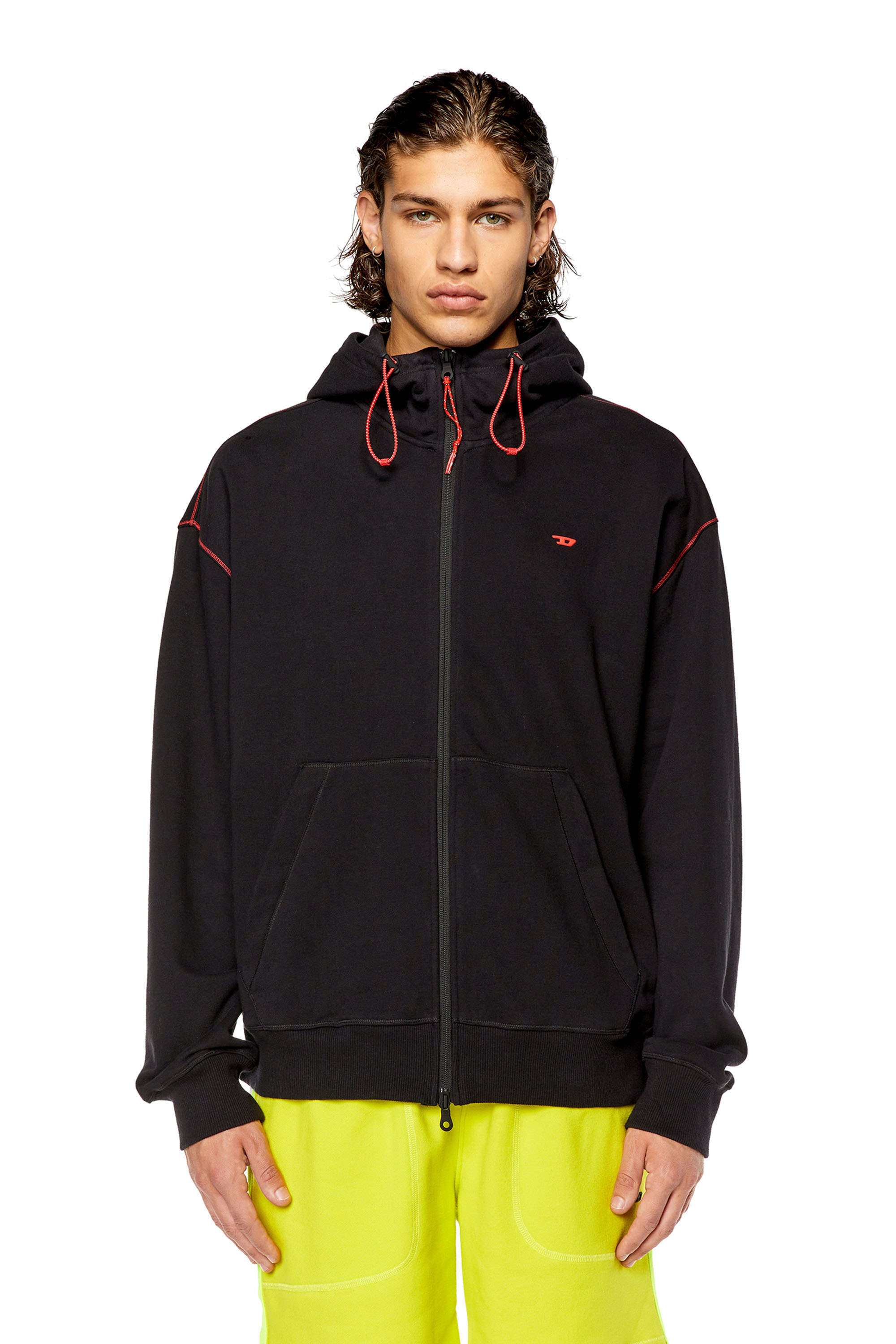 Diesel - AMST-DAVOS-HT23, Man Zip-up hoodie with reflective logo bands in Multicolor - Image 1
