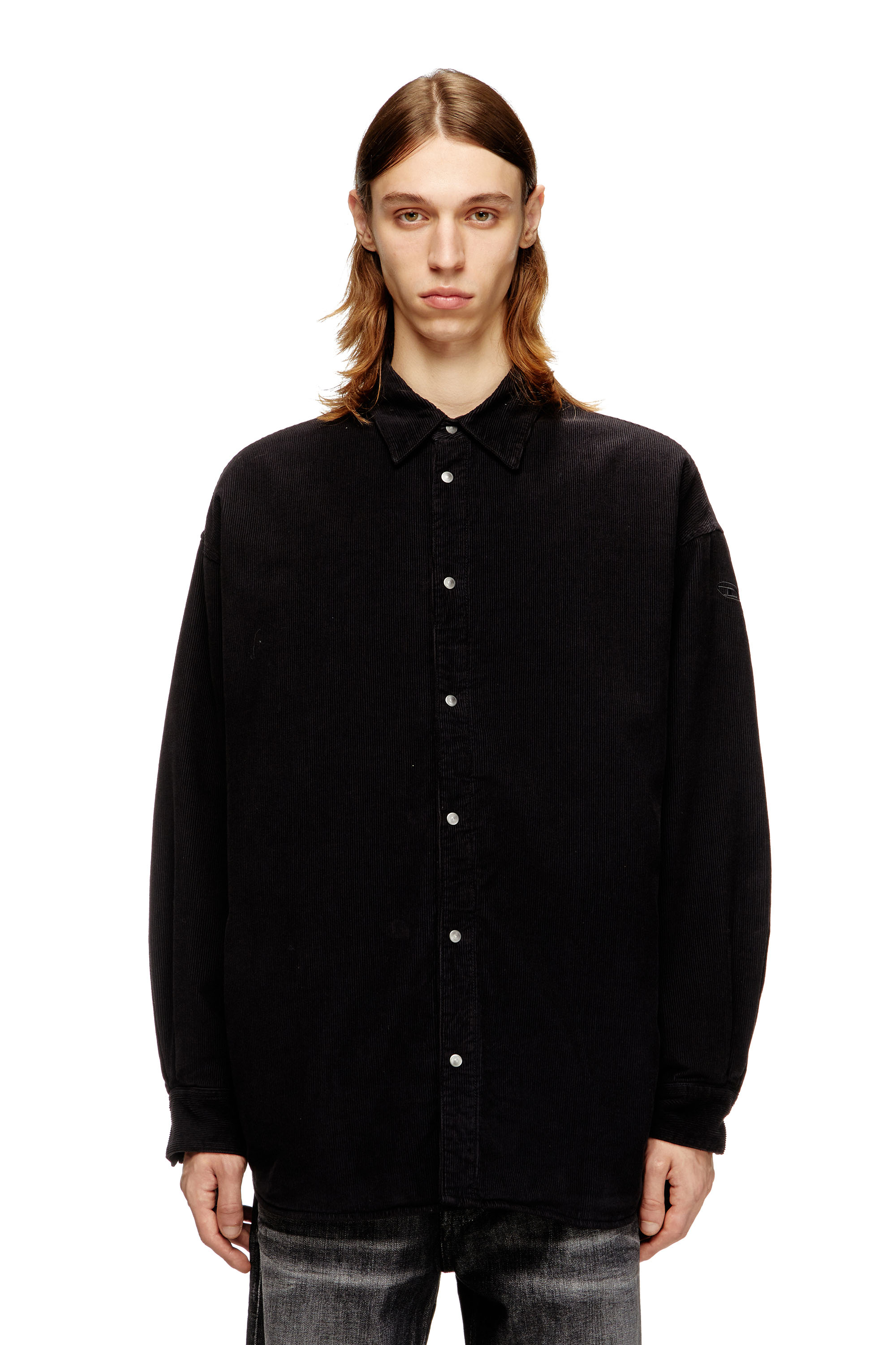 Diesel - S-BAGGY-PADD-HGBK, Man's Cotton shirt with Oval D embroidery in Black - 3