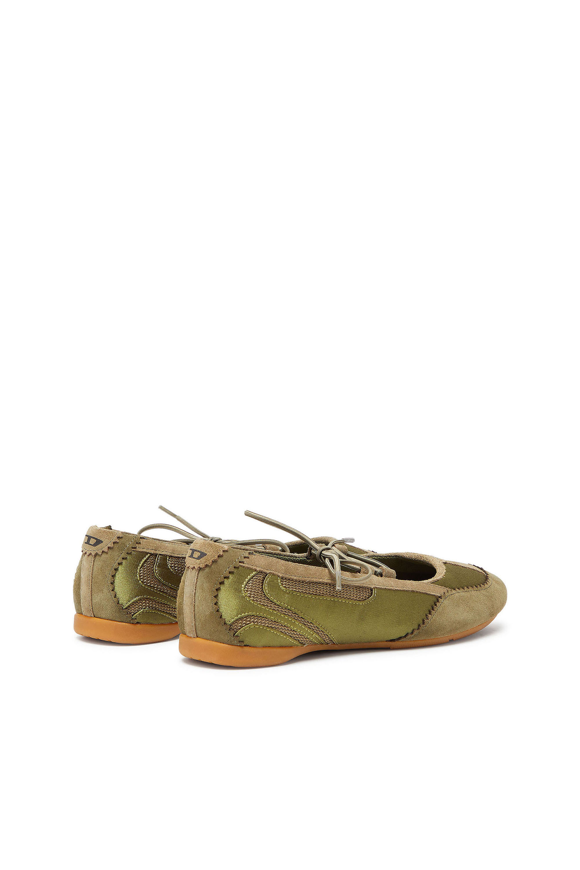 Diesel - D-MILE BALLERINA LACE UP II W, Damen D-Mile &ndash; Ballerinaschn&uuml;rschuhe aus Leder und Mesh in Armeegr&uuml;n - 3