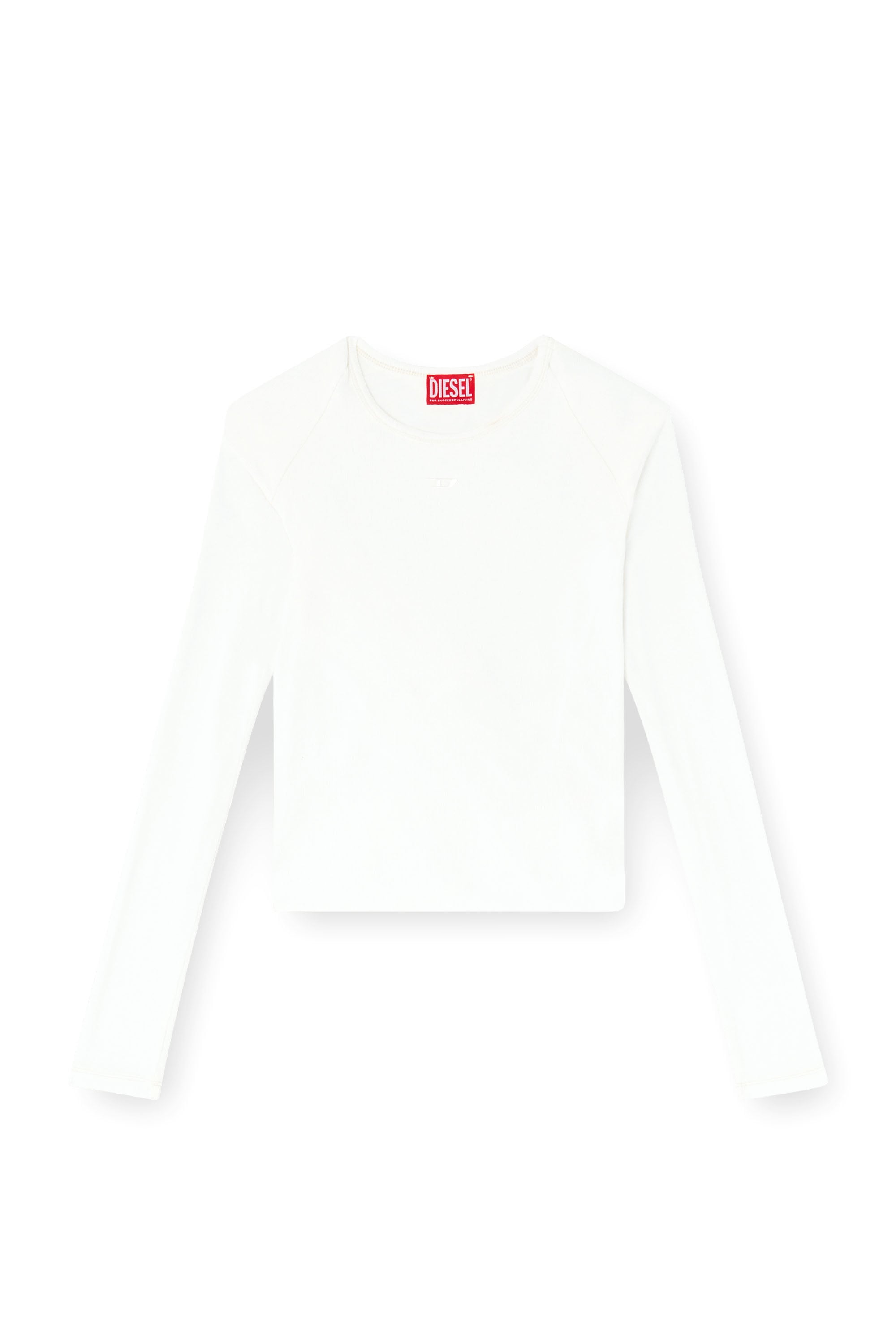 Diesel - T-ASAY-PL, Damen Langarmshirt mit Raffung aus doppellagigem Jersey in Wei&szlig; - 4