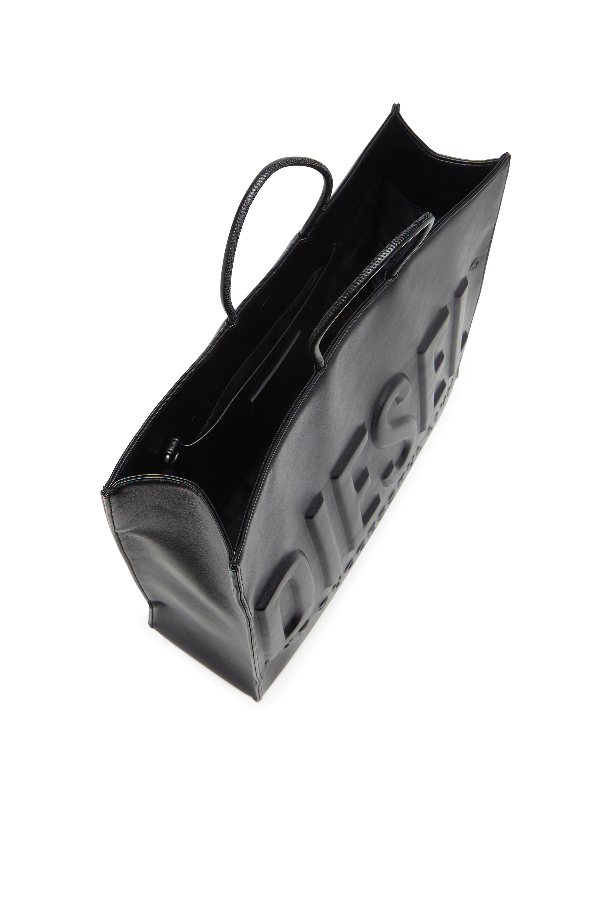 Diesel - DSL 3D SHOPPER EW X, Unisex Dsl 3D-Einkaufstasche aus weichem PU mit geprägtem Logo in Schwarz - 3