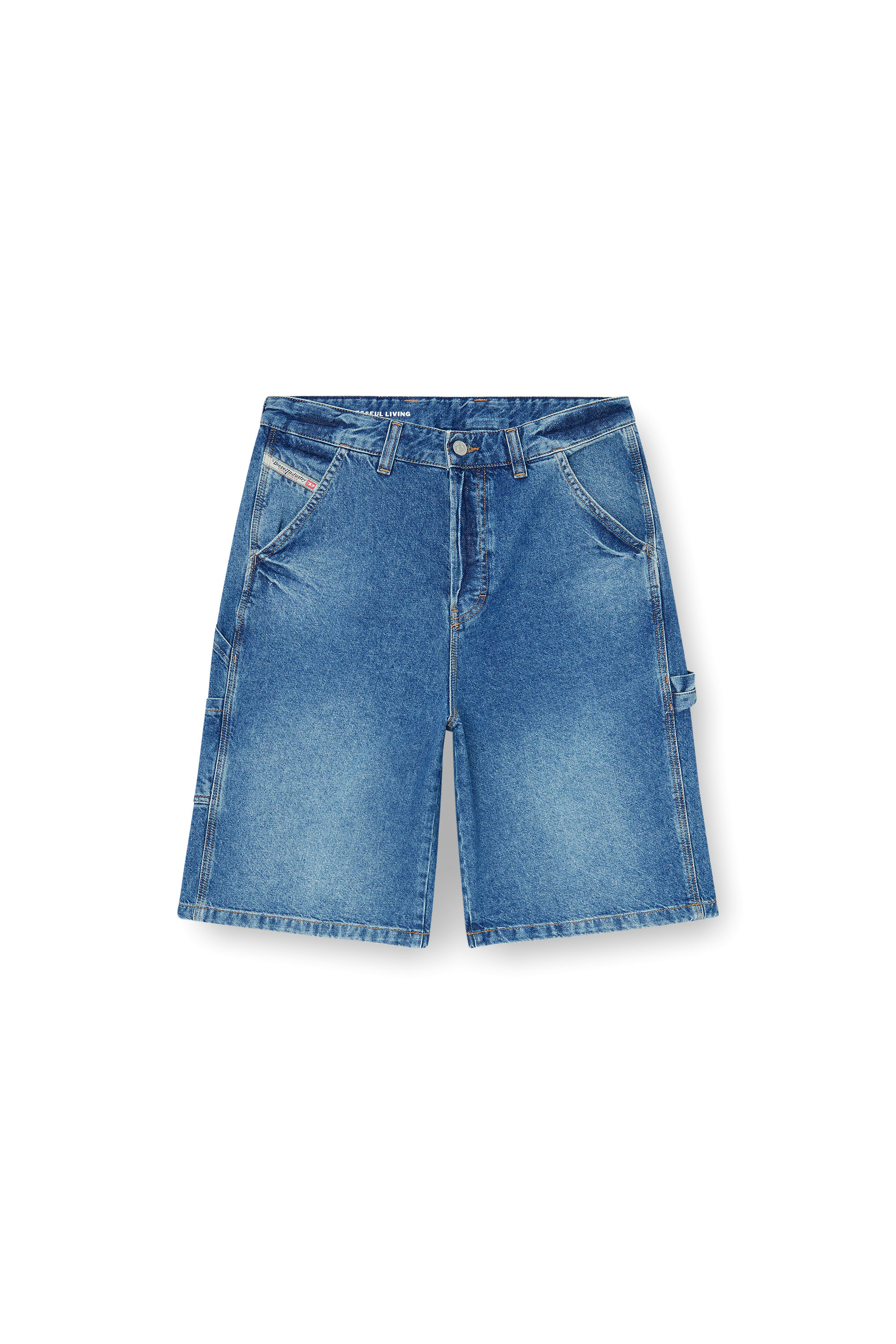 Diesel - D-LIVERY-W-SHORT, Herren Utility-Jeansshorts im Utility-Stil in Mittelblau - 2