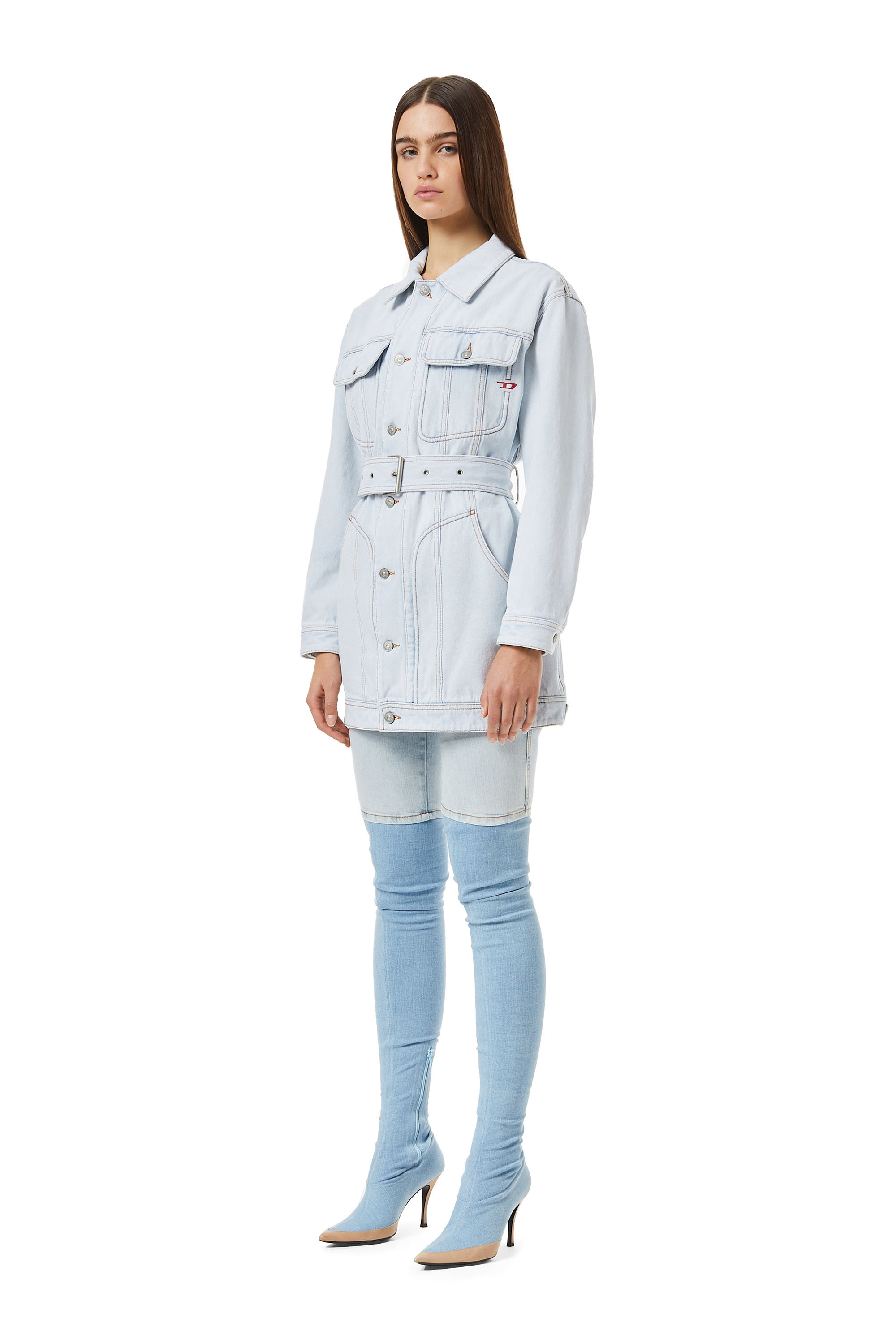 Diesel - DE-FLAMINIA TRUCKER COAT, Damen Truckerjacke in Hellblau - 5