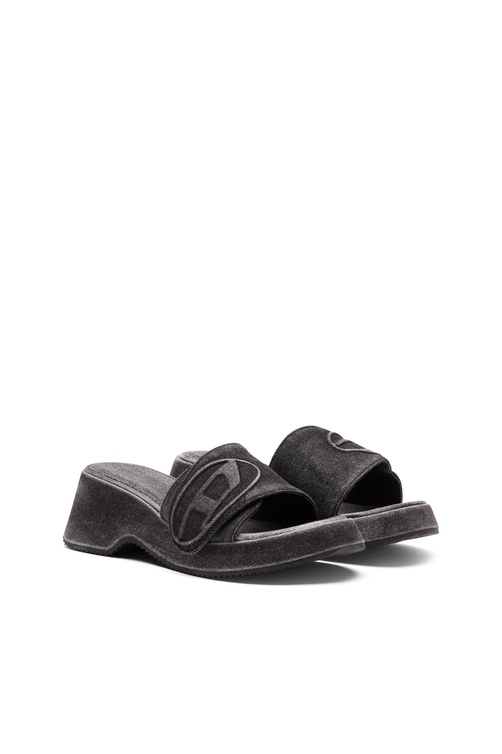 Diesel - SA-OVAL D PF W, Damen Sa-Oval D-Slide-Sandaletten aus Denim mit Oval D-Riemen in Schwarz - 2