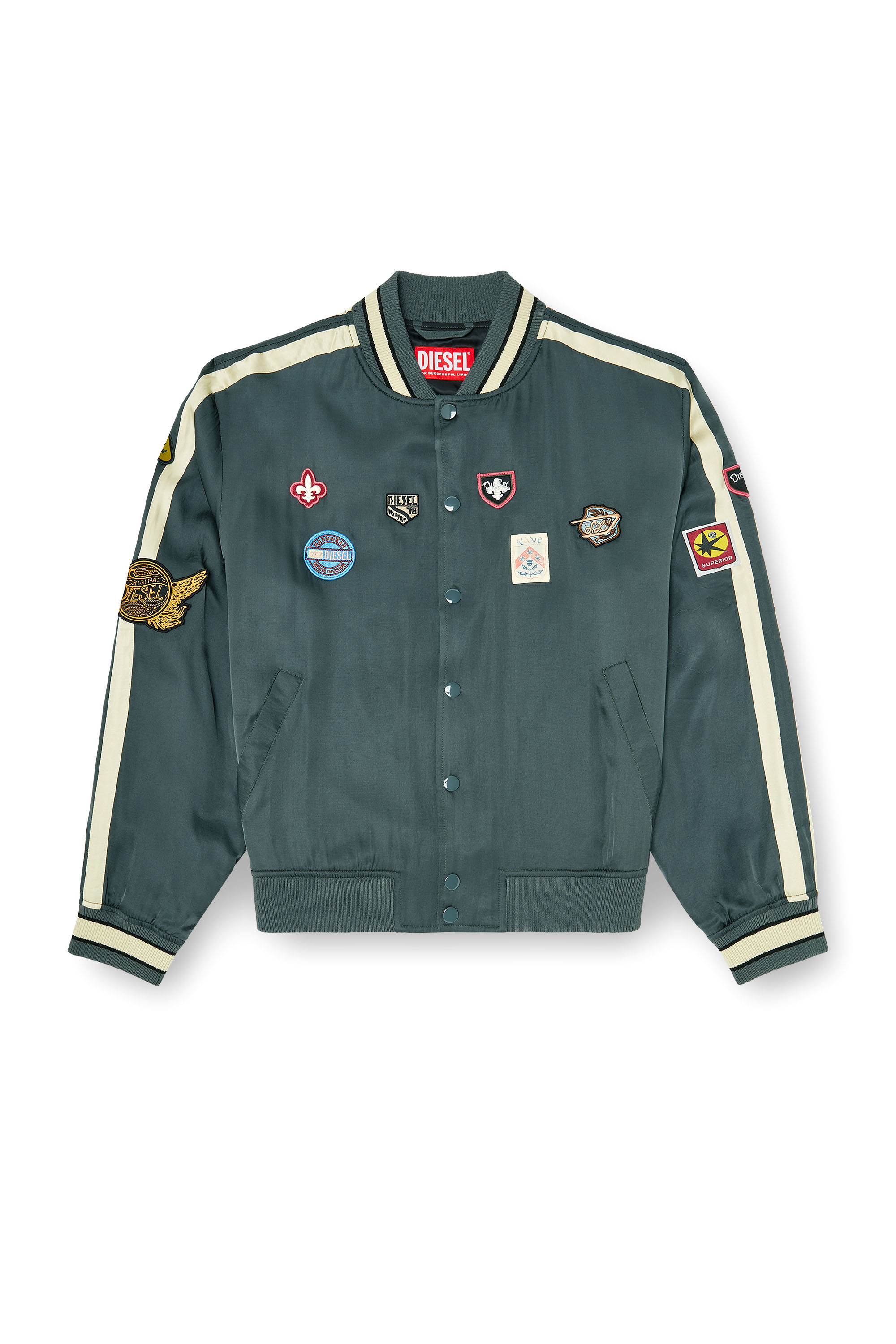 Diesel - J-ANNU, Herren Satin-bomberjacke mit patches in null - 3