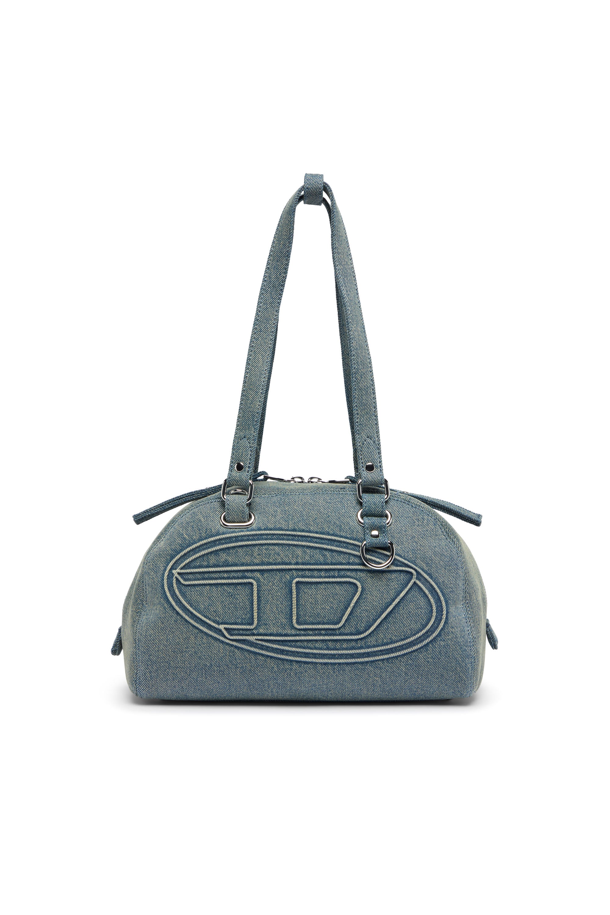 Diesel - 1DR DOME SOFT SHOULDER, Unisex 1DR Dome-Schultertasche aus Denim mit Oval D Logo in Hellblau - 2