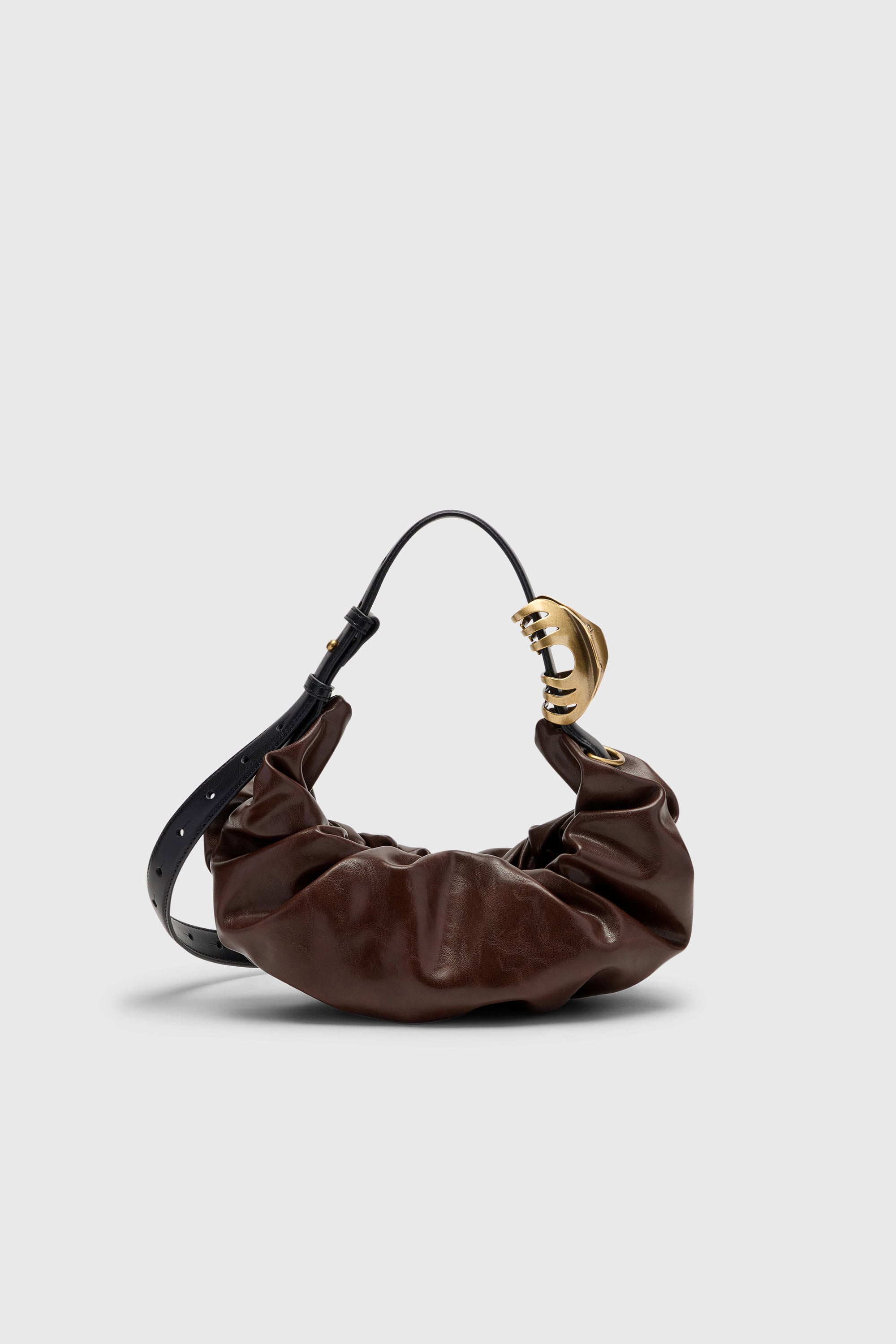 Diesel - GRAB-D HOBO S, Damen Grab-D-Small Hobo-Tasche mit gerafftem Design in Dunkelbraun - 3