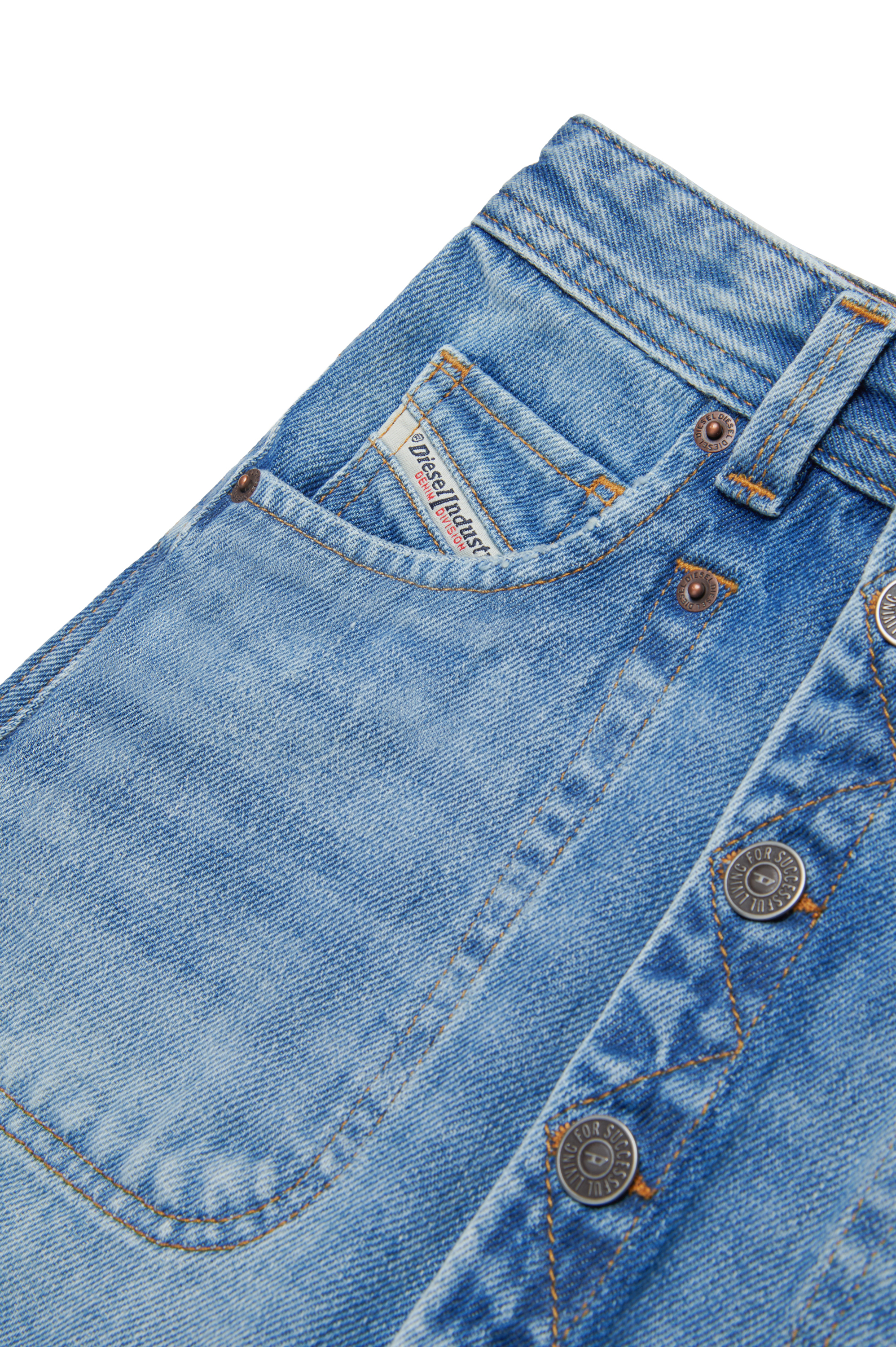 Diesel - GEALBUS, Damen Minirock aus Denim mit Knöpfen an der Vorderseite in Mittelblau - 4