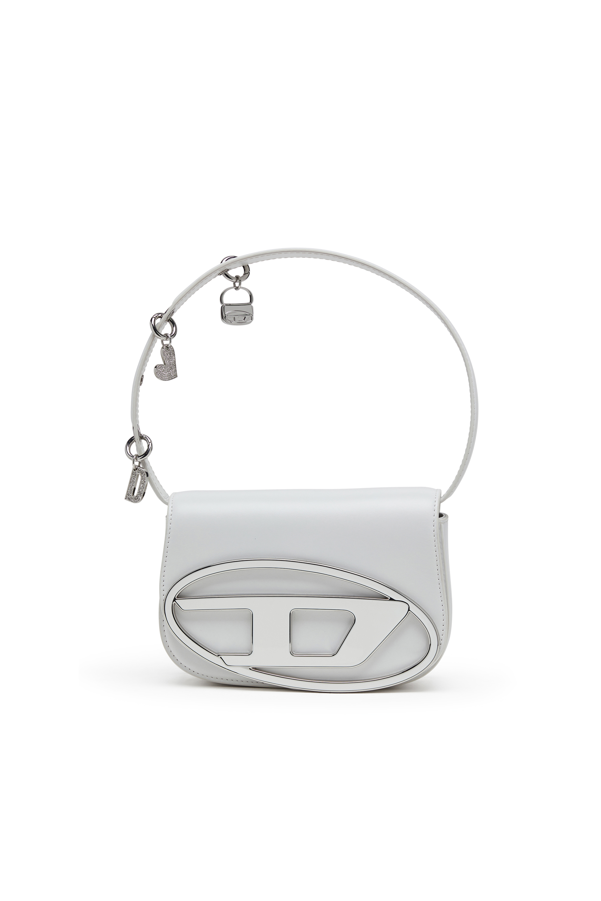 Diesel - 1DR, Damen 1DR - Ikonische Schultertasche aus Leder mit Henkel-Charms in Wei&szlig; - 1