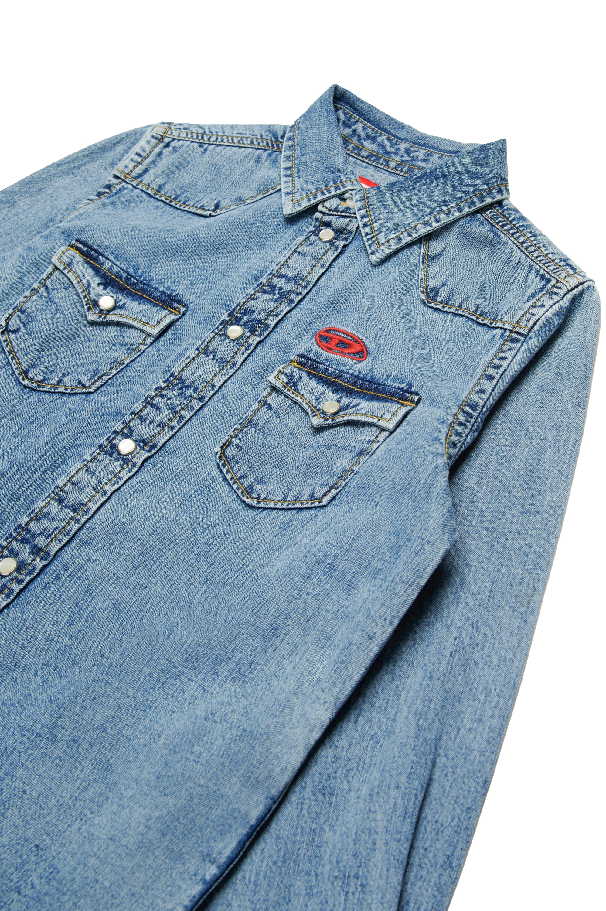 Diesel - CEKO, Herren Western-Hemd aus Denim mit Oval D-Stickerei in Mittelblau - 3