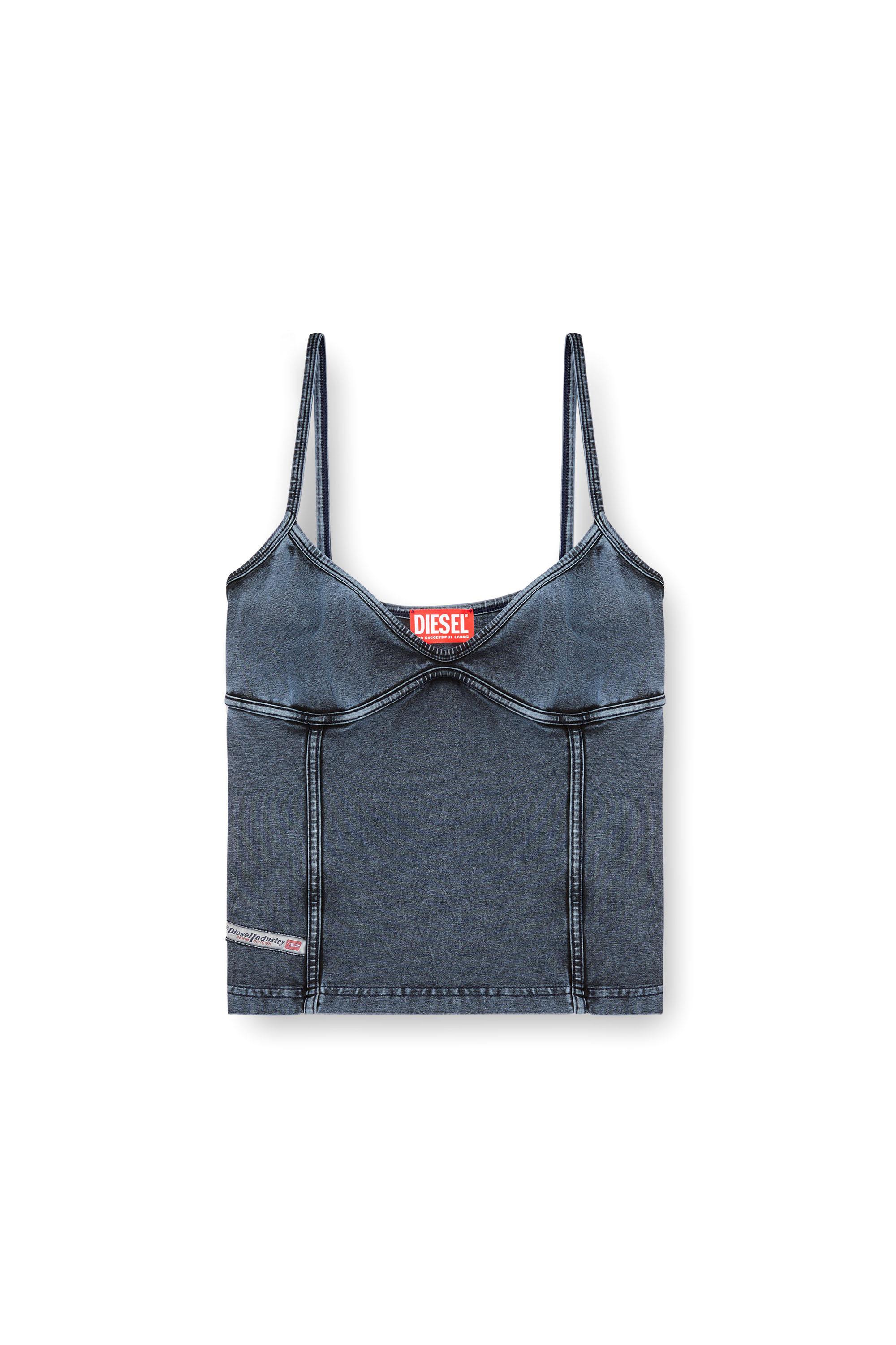 Diesel - T-ONY, Damen Trägertop aus Jersey in Denim-Optik in Dunkelblau - 3