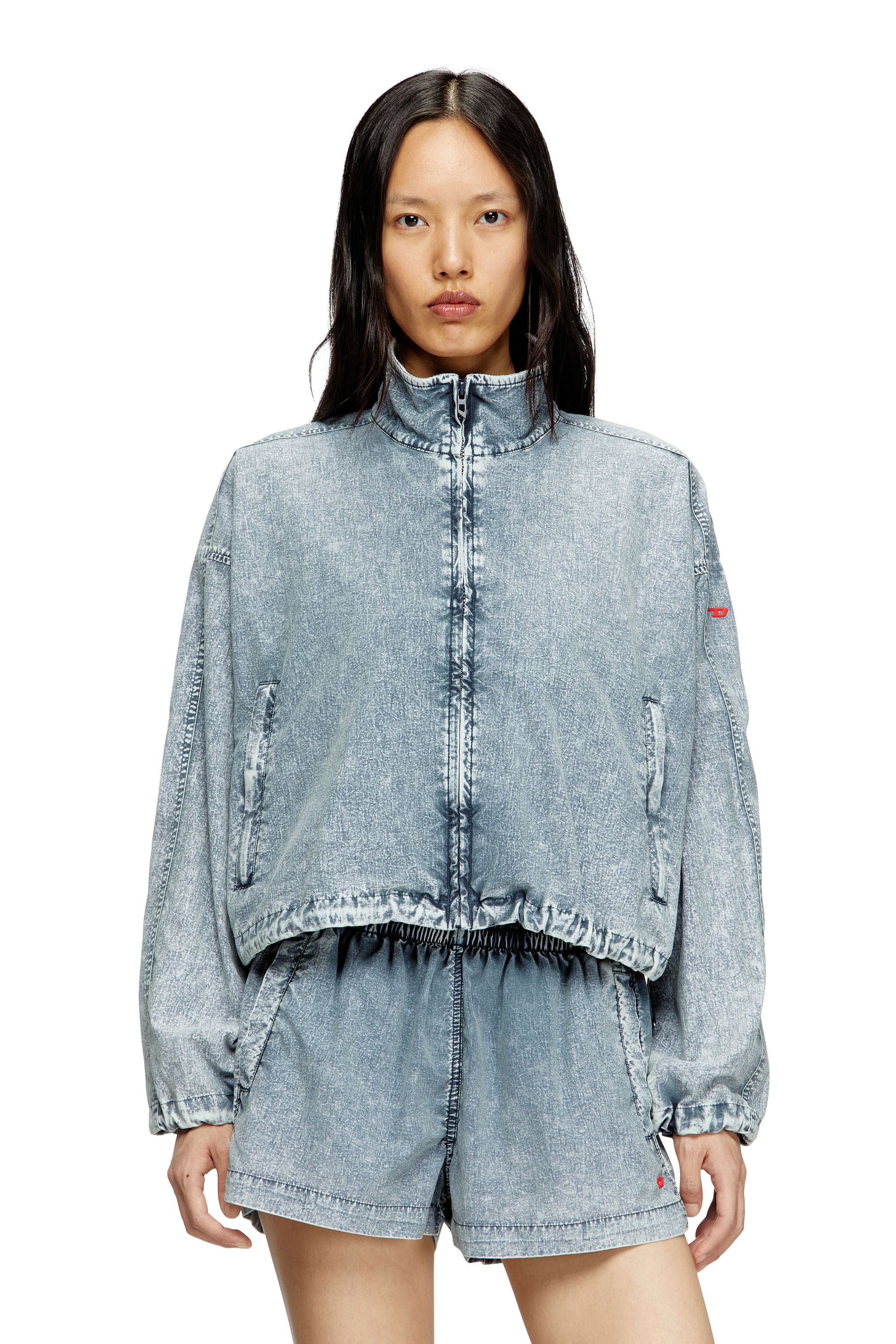 G-LEAM-R1, Hellblau Diesel - G-LEAM-R1, Damen Verkürzte Jacke aus recyceltem Nylon-Taslan in Hellblau - 3