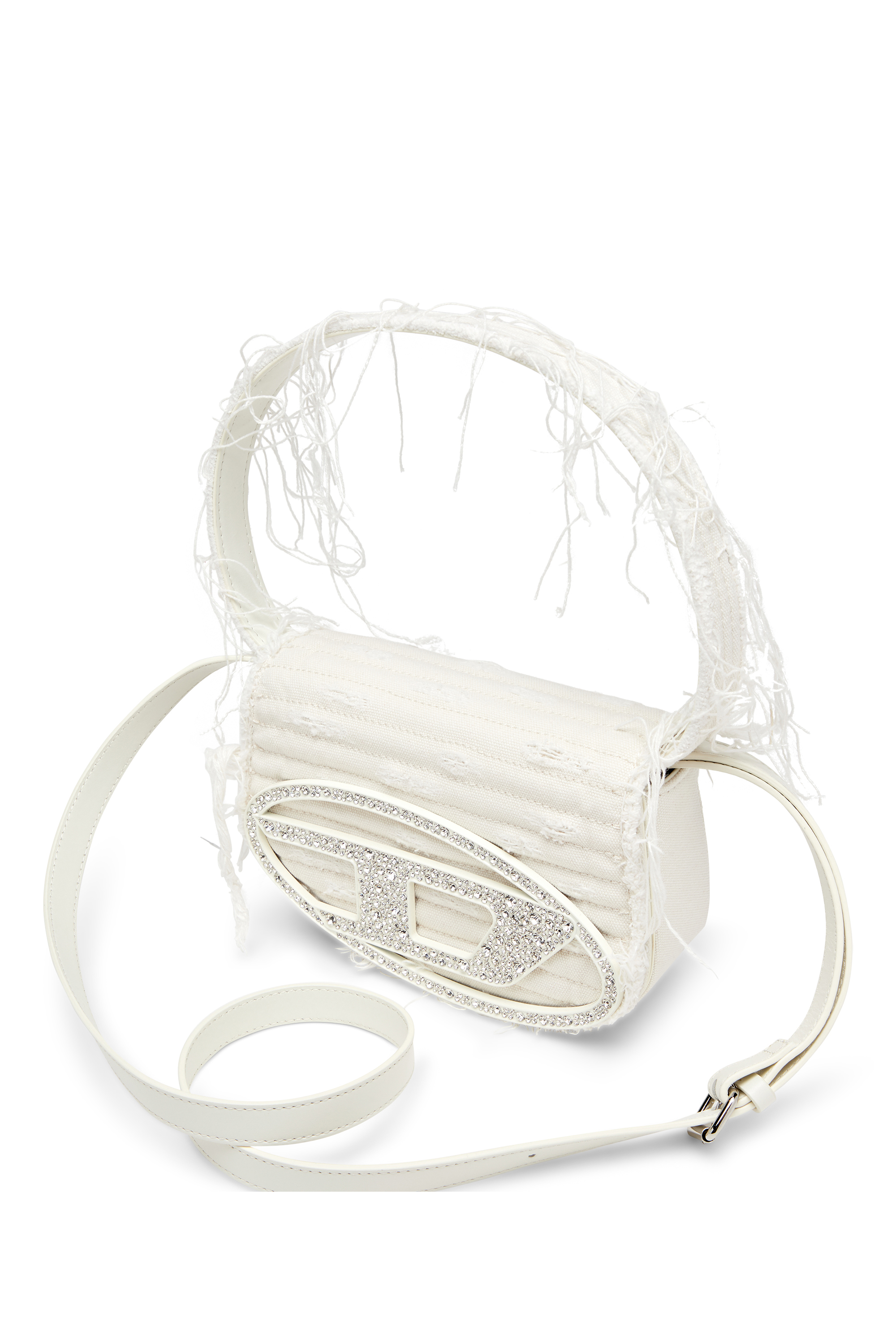 Diesel - 1DR, Woman's 1DR-Iconic shoulder bag in canvas and leather in White - 5