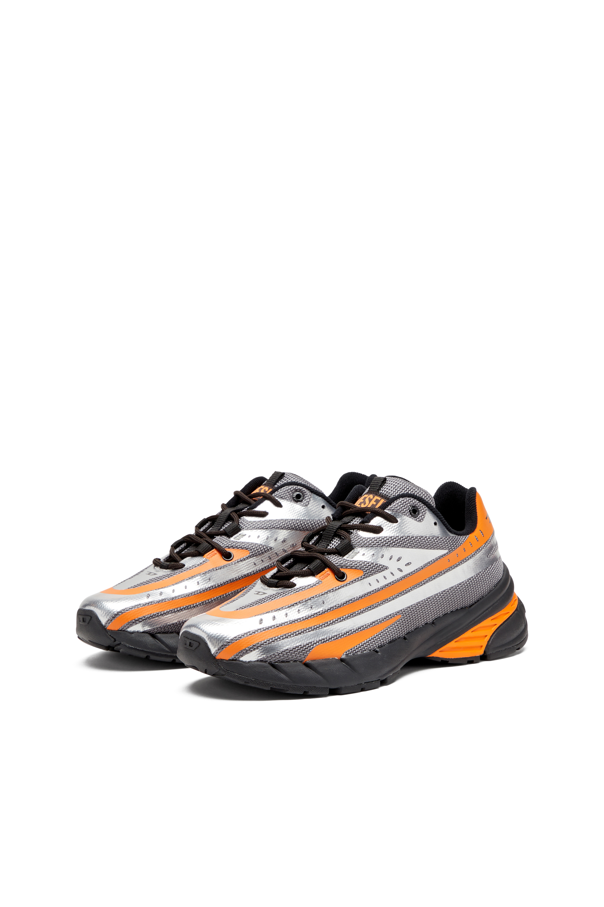 Diesel - D-AIRSPEED LOW, Herren D-Airspeed-Sneakers aus beschichtetem Mesh in Grau/Orange - 8