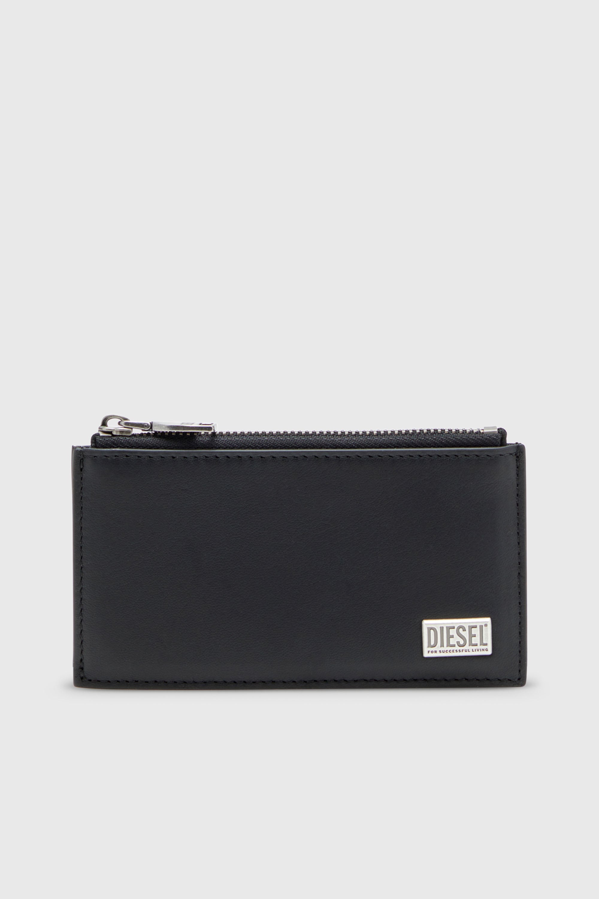 Diesel - BISCOTTO CARD HOLDER III, Herren Faltkartenetui aus semi-gl&auml;nzendem Leder in Schwarz - 1