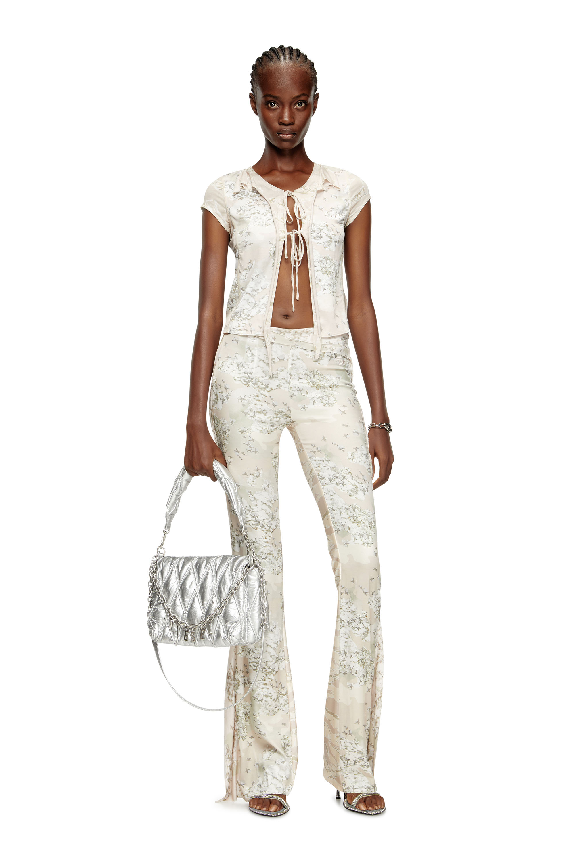 Diesel - T-AFRYMY, Damen Oberteil zum Binden mit gemischten Camo-Prints in Beige - 1