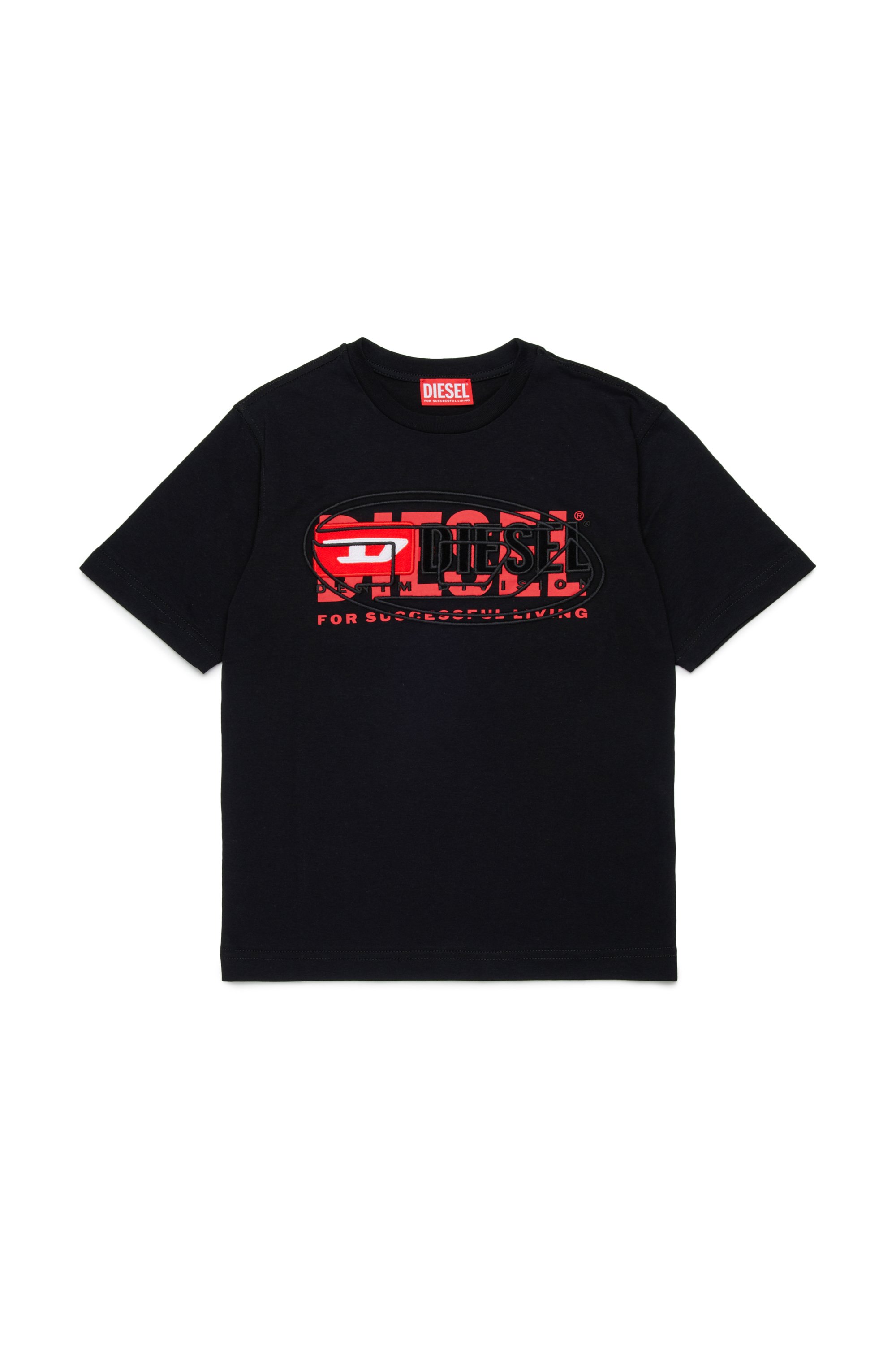 Diesel - TBOXT OVER, Herren T-Shirt mit überlagerten Logos in Schwarz - 1