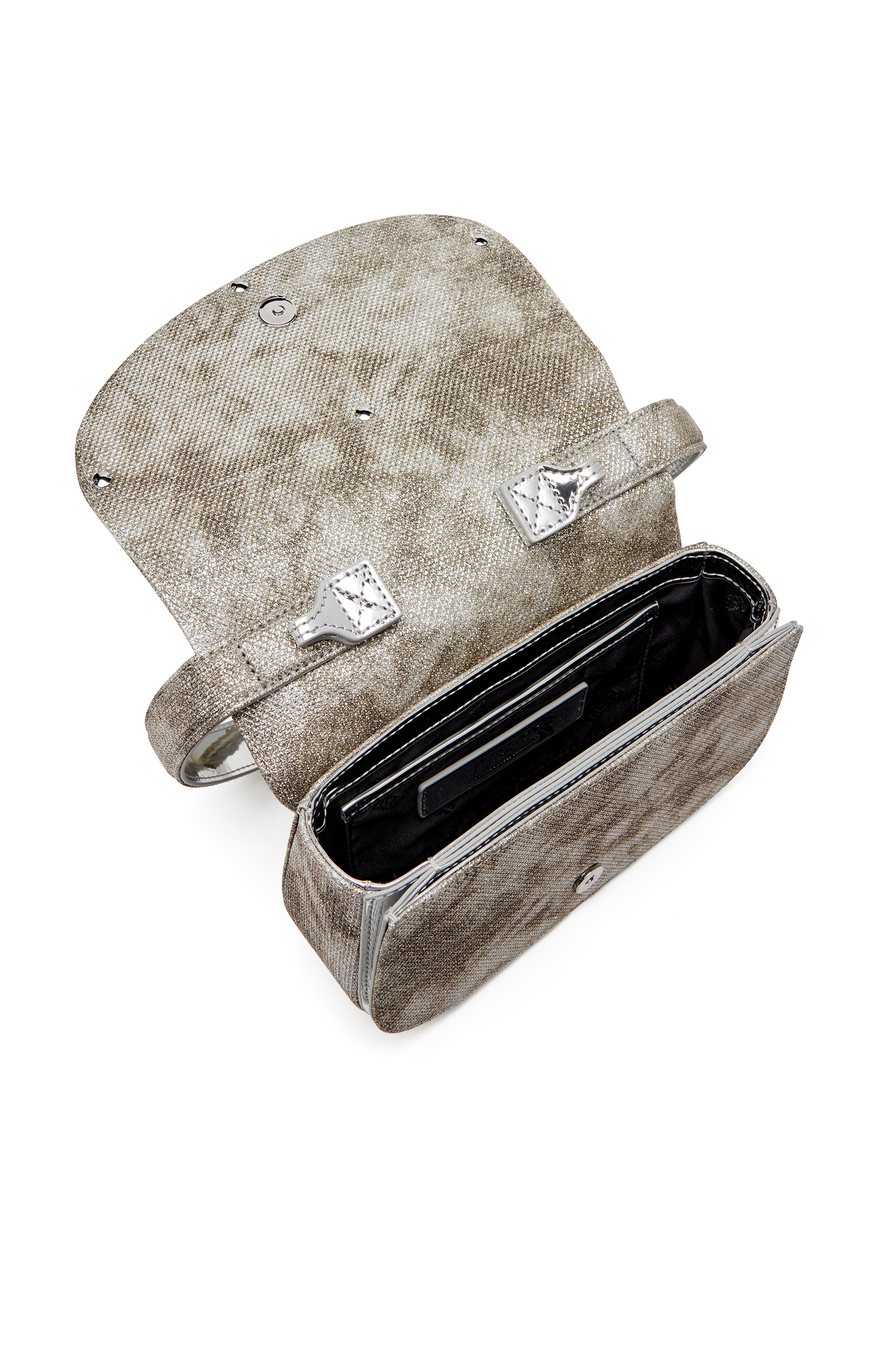 Diesel - 1DR, Damen 1DR-Ikonische Schultertasche aus schimmerndem Stoff in Armeegr&uuml;n - 4