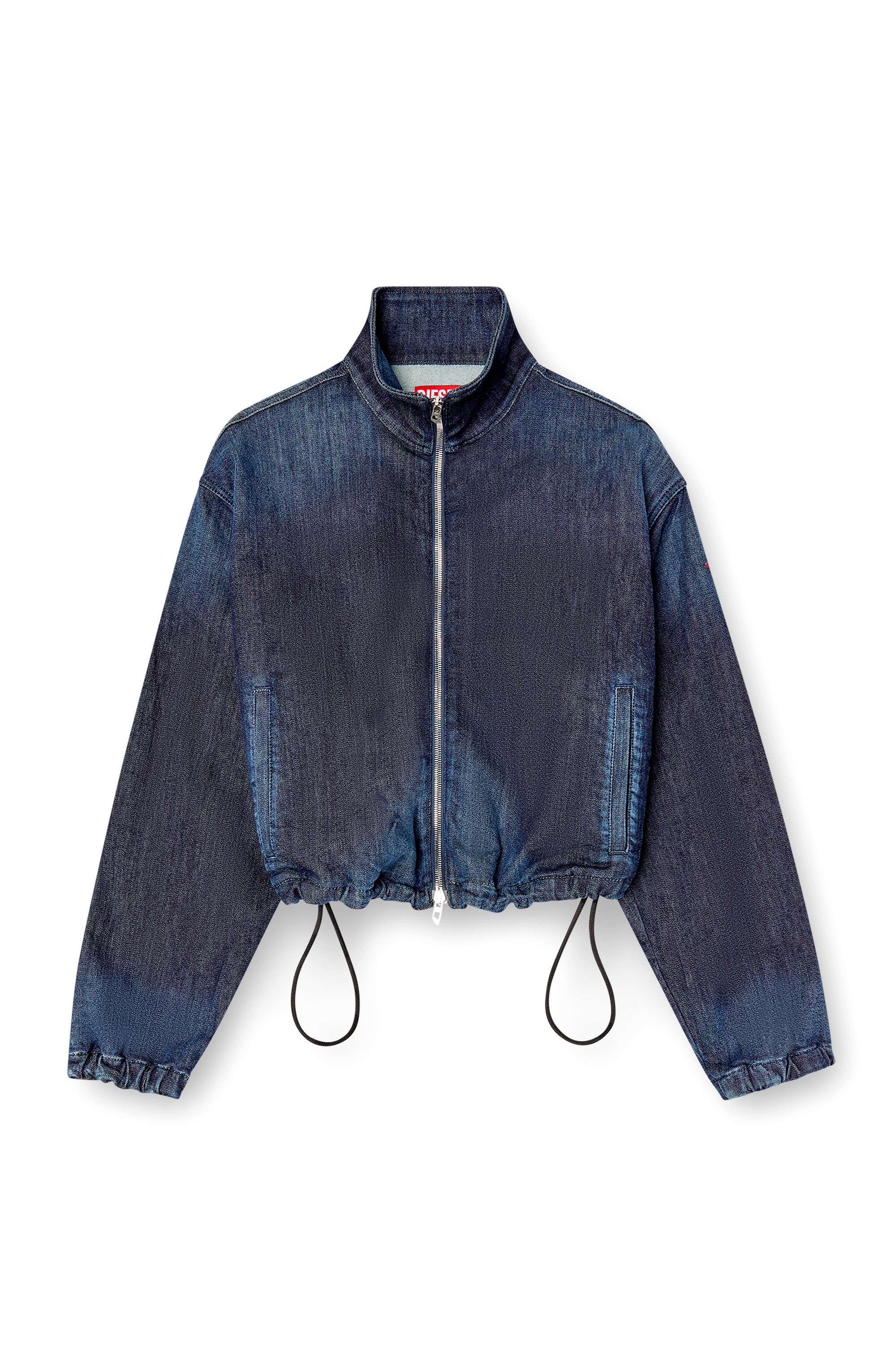 Diesel - DE-SANDERZ JOGG, Damen Jacke aus JoggJeans mit hohem Kragen in Dunkelblau - 3